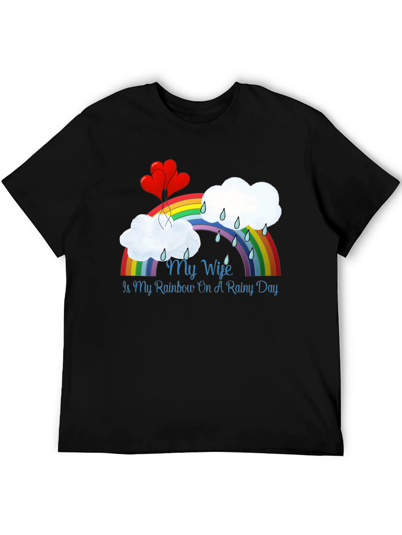 My Wife Rainbow Rainy Day Black T-Shirt - 5