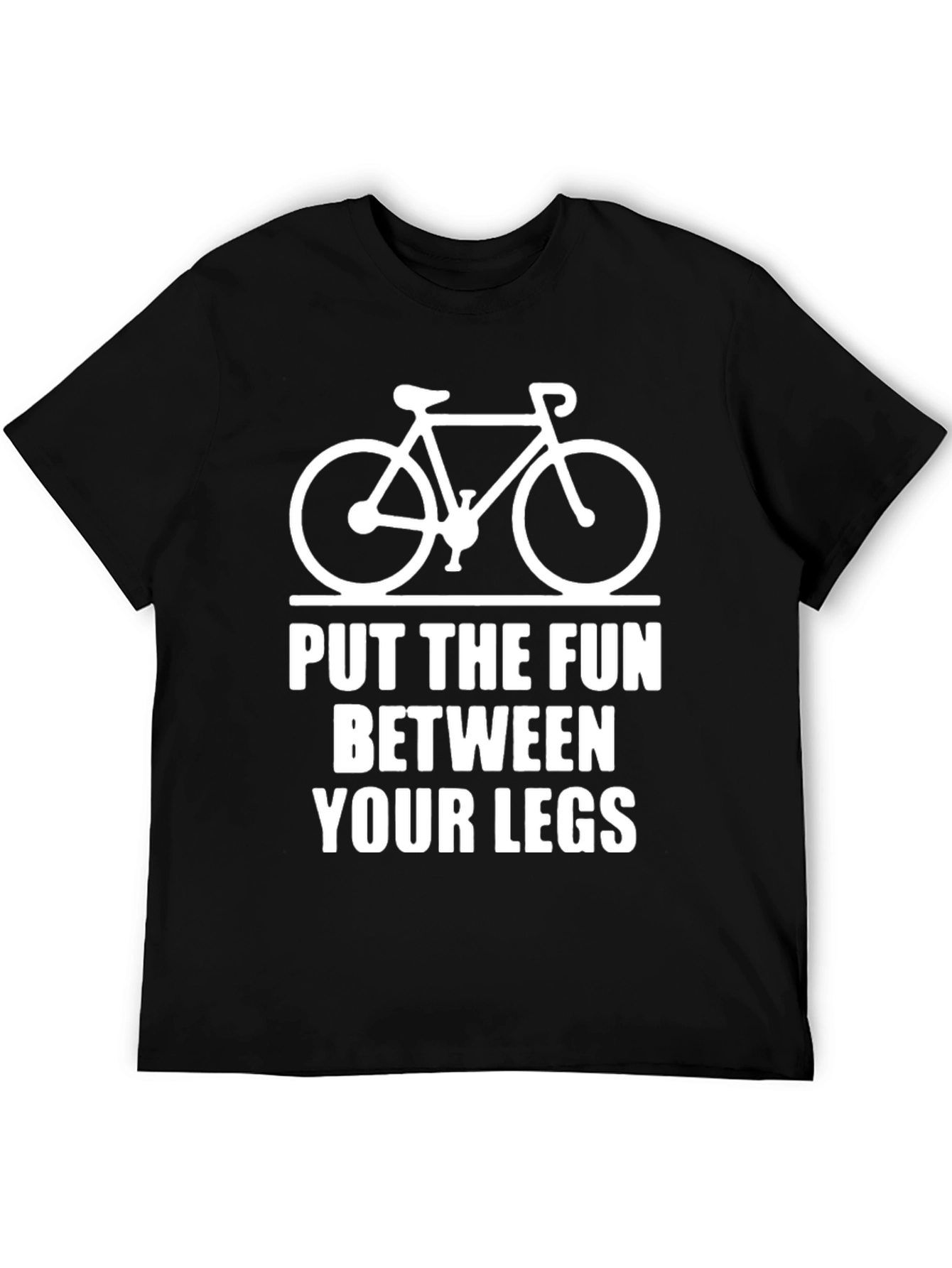 Black Funny Cycling T-Shirt: Put the Fun Between Your Legs view 5