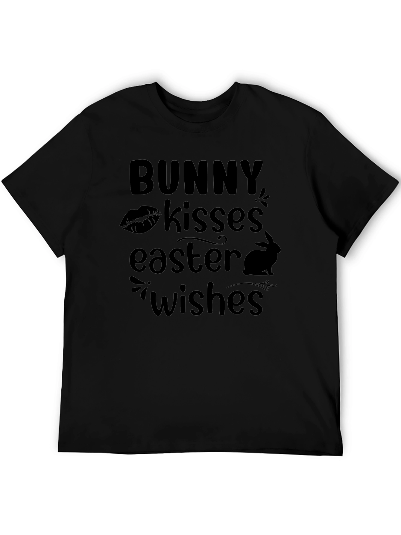 Black Bunny Kisses Easter Wishes Black T-Shirt view 5