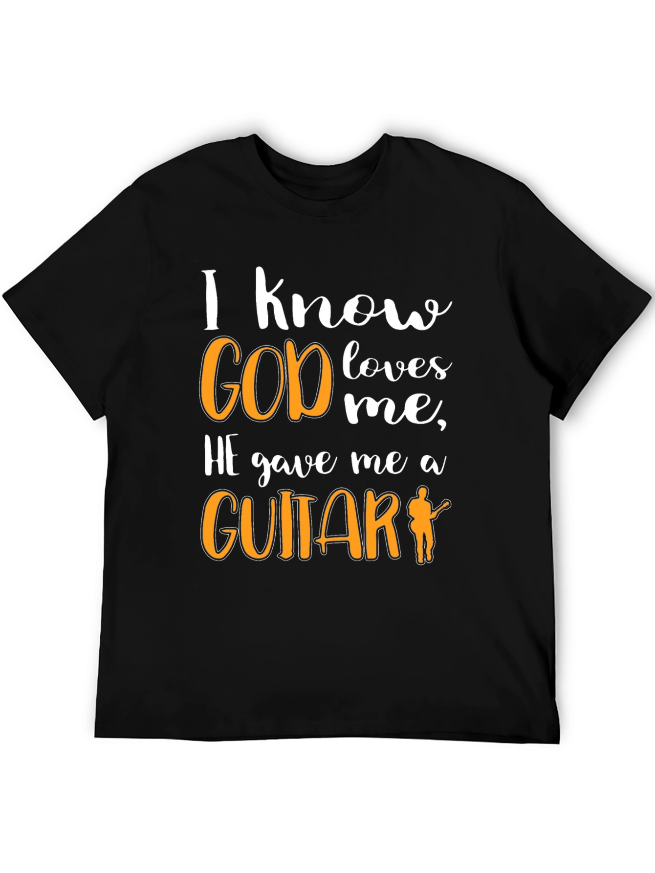 Black I Know God Loves Me Guitar T-Shirt view 5