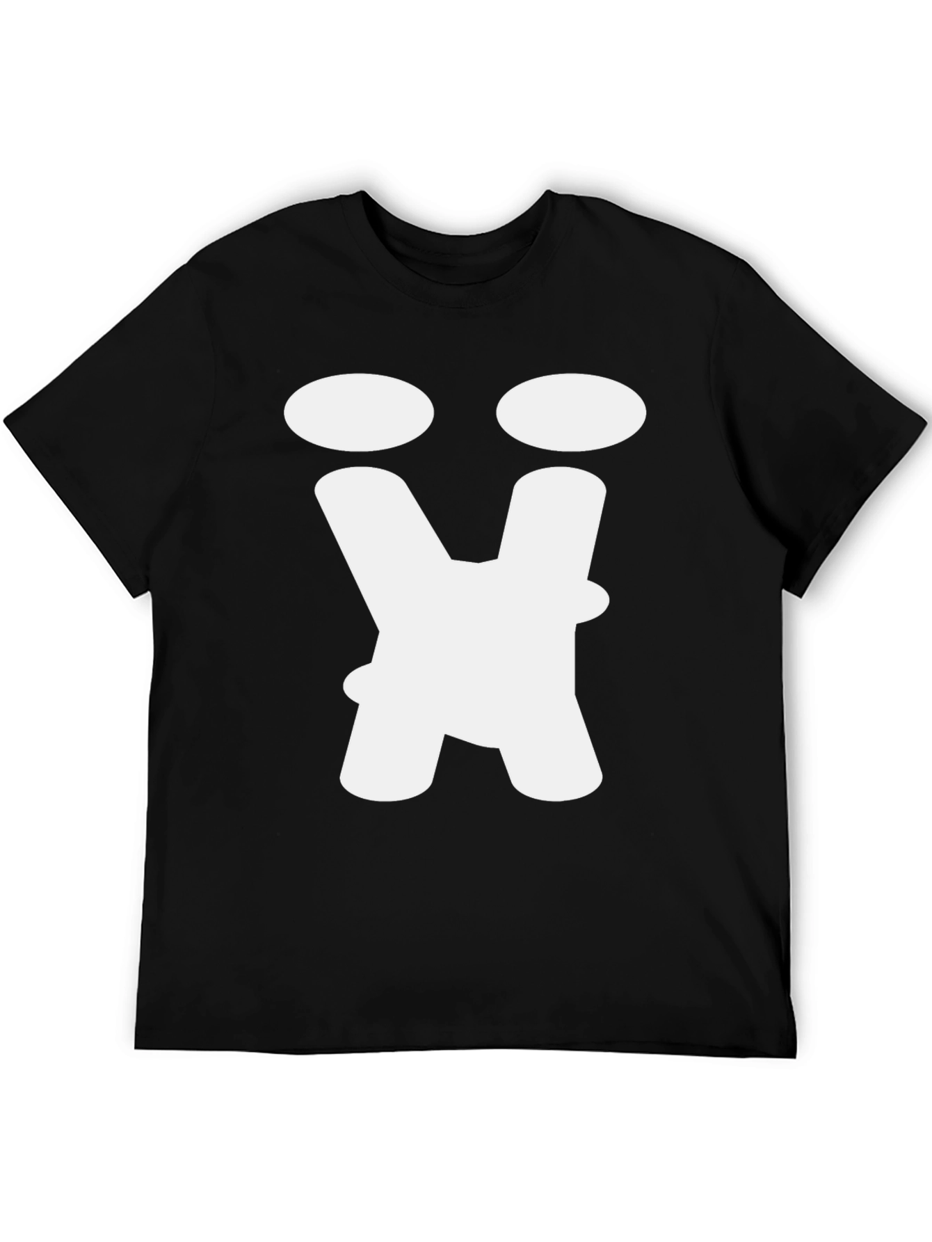 Black Abstract Face Graphic Tee - Black Cotton T-Shirt view 5