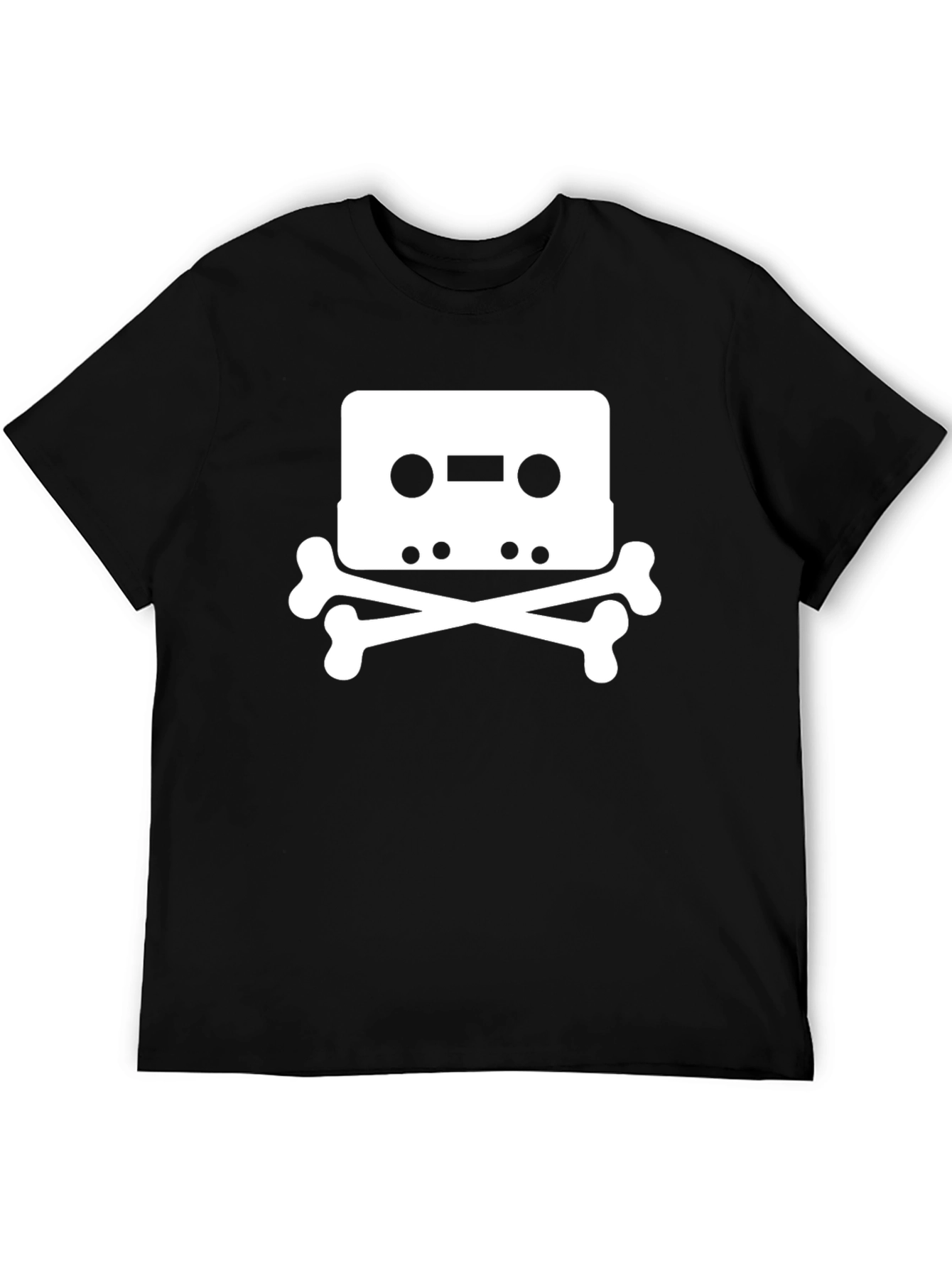 Black Cassette Tape Skull T-Shirt - Black Graphic Tee view 5