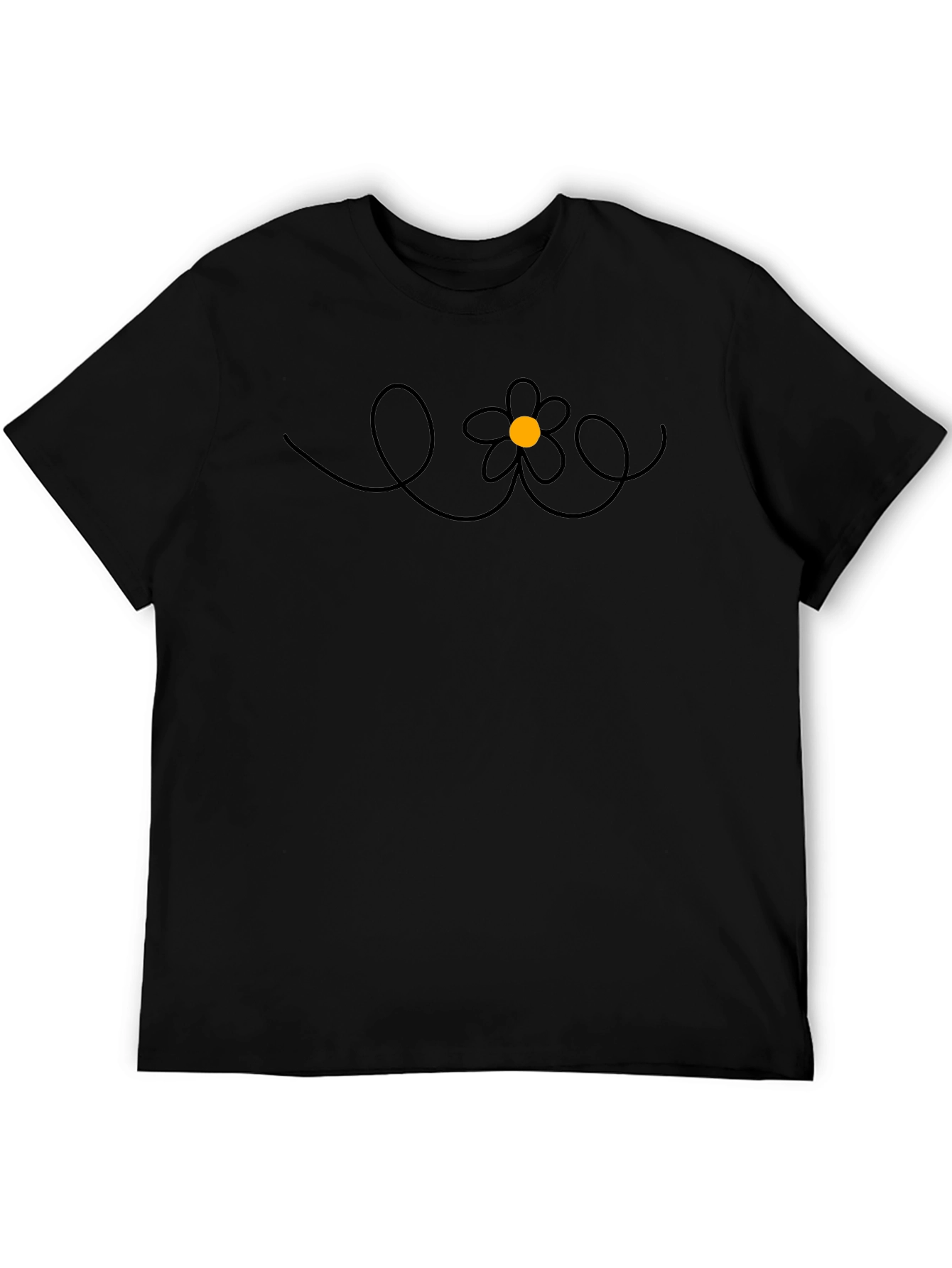 Black Daisy Doodle Black T-Shirt view 5