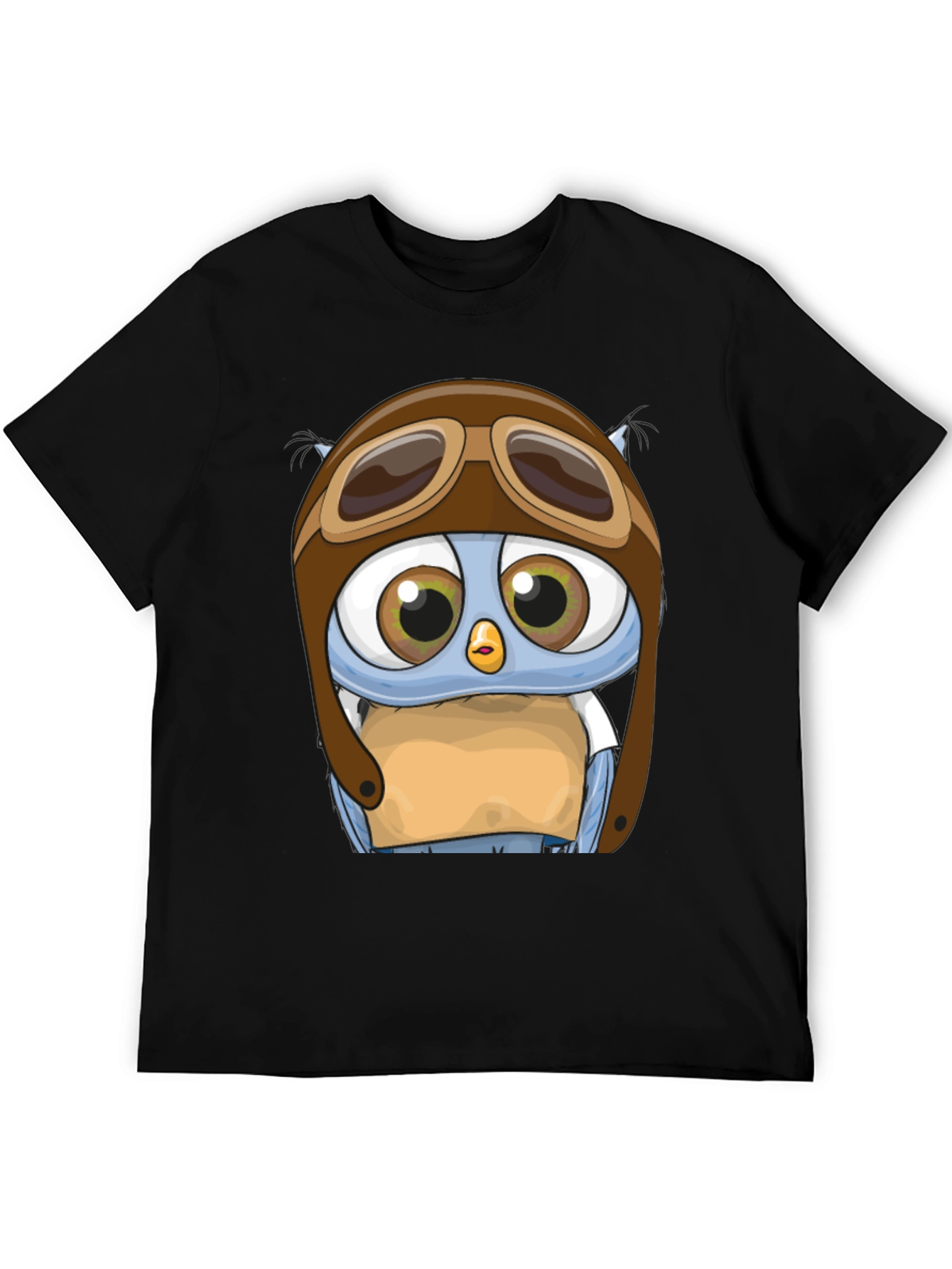 Black Pilot Owl T-Shirt - Cartoon Aviator Design view 5