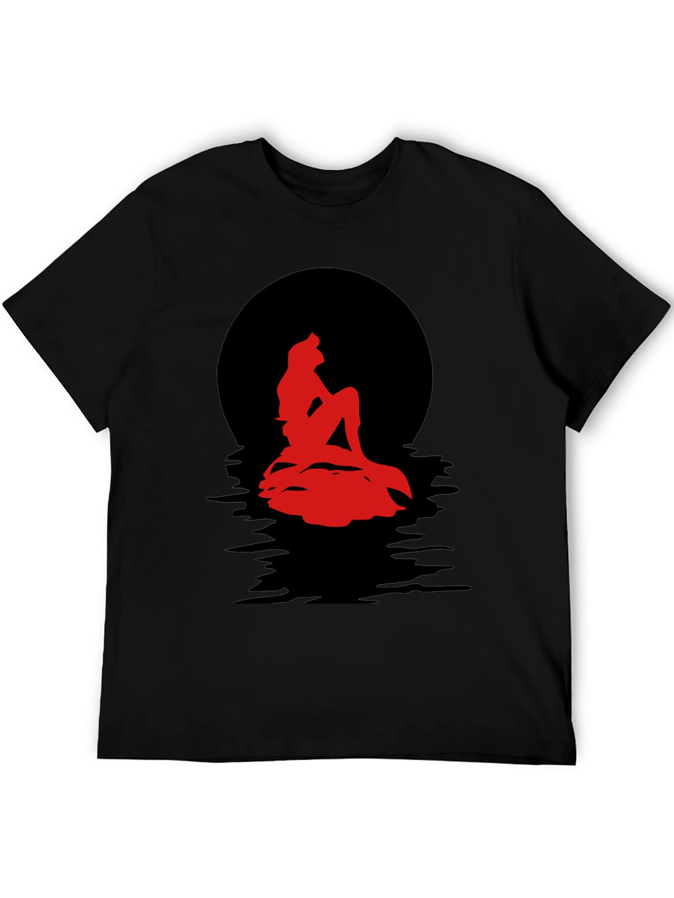 Black Red Mermaid Silhouette Graphic Tee view 5