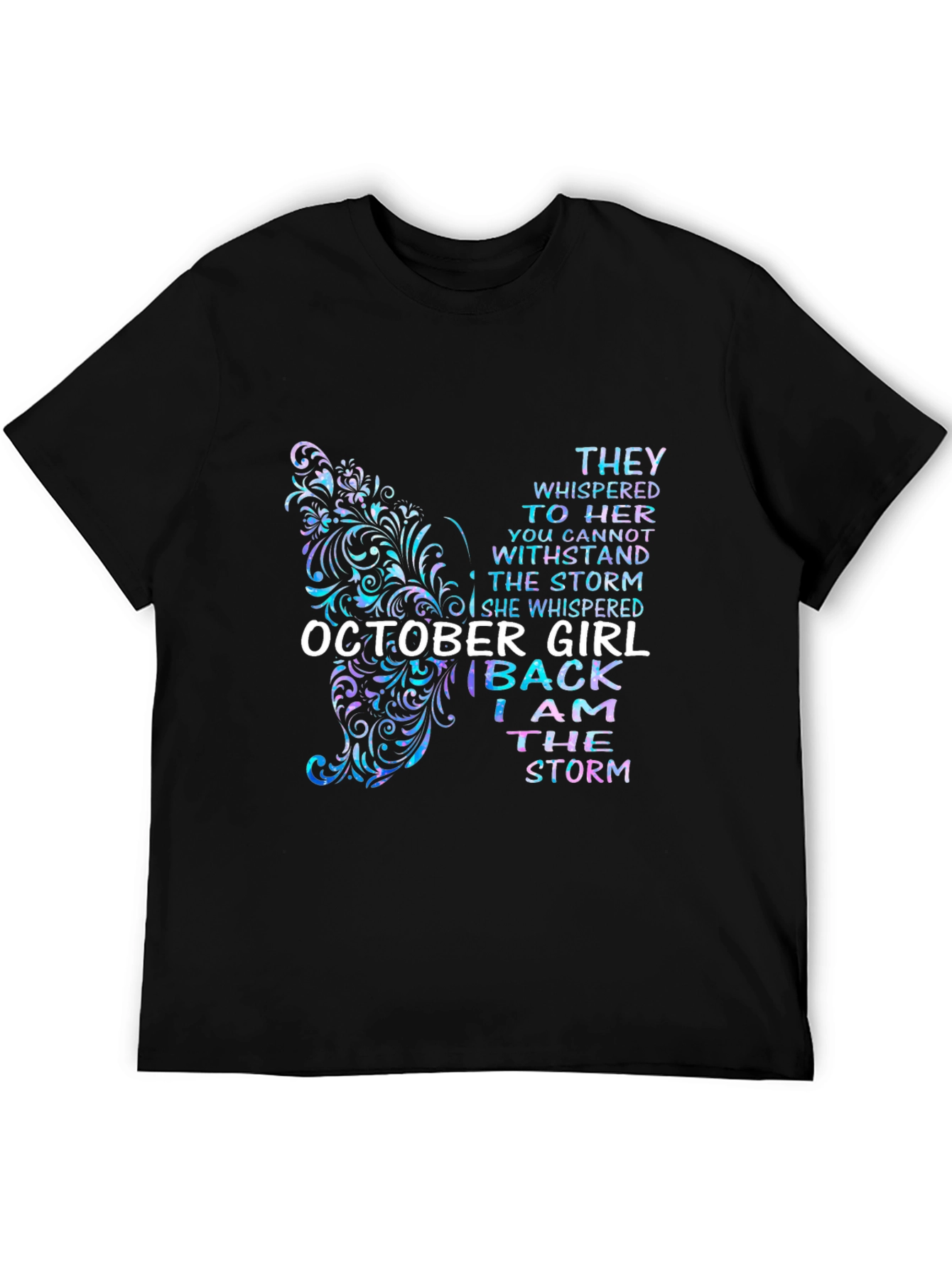 Black October Girl Butterfly Storm T-Shirt view 5
