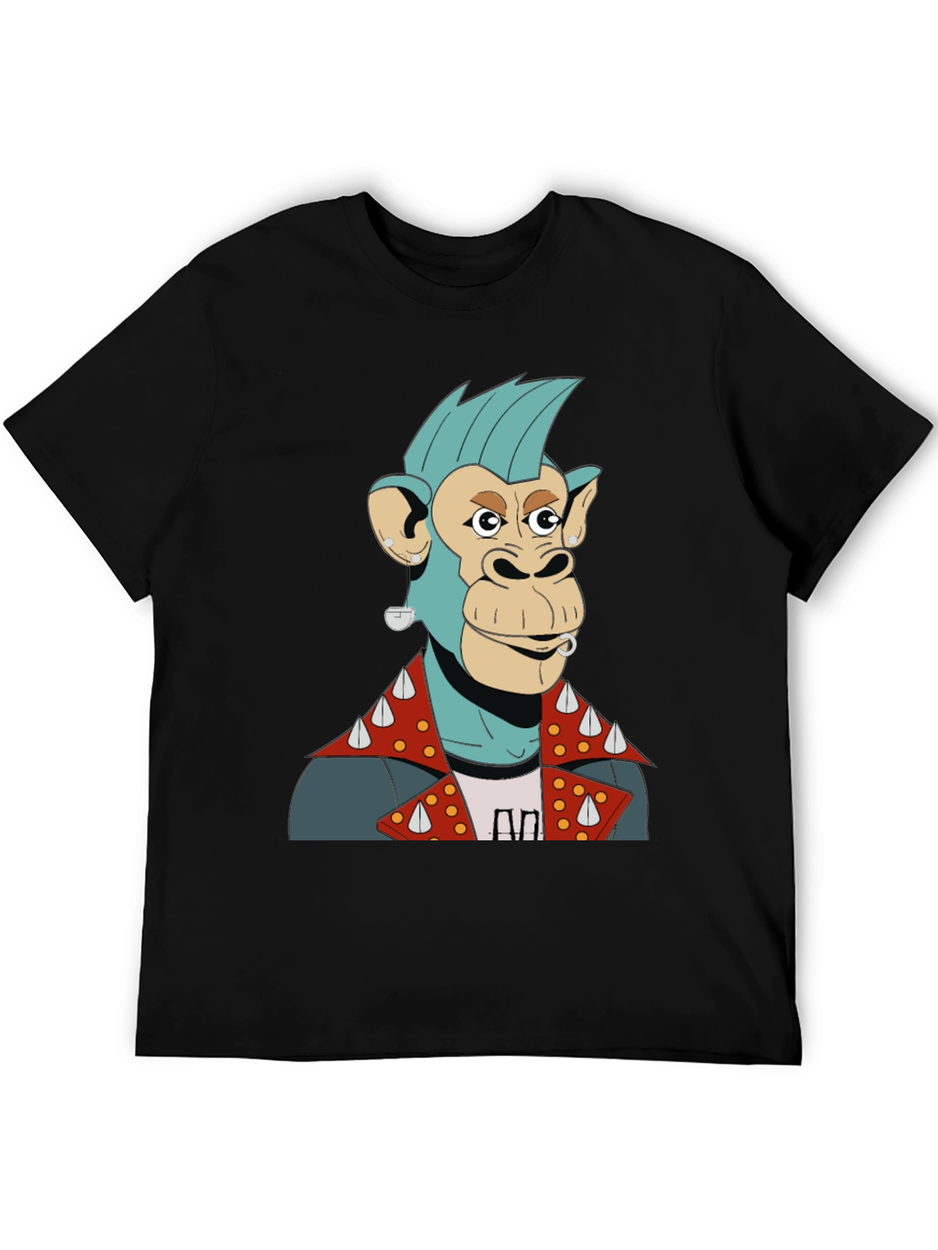 Black Cool Punk Ape Graphic T-Shirt view 5