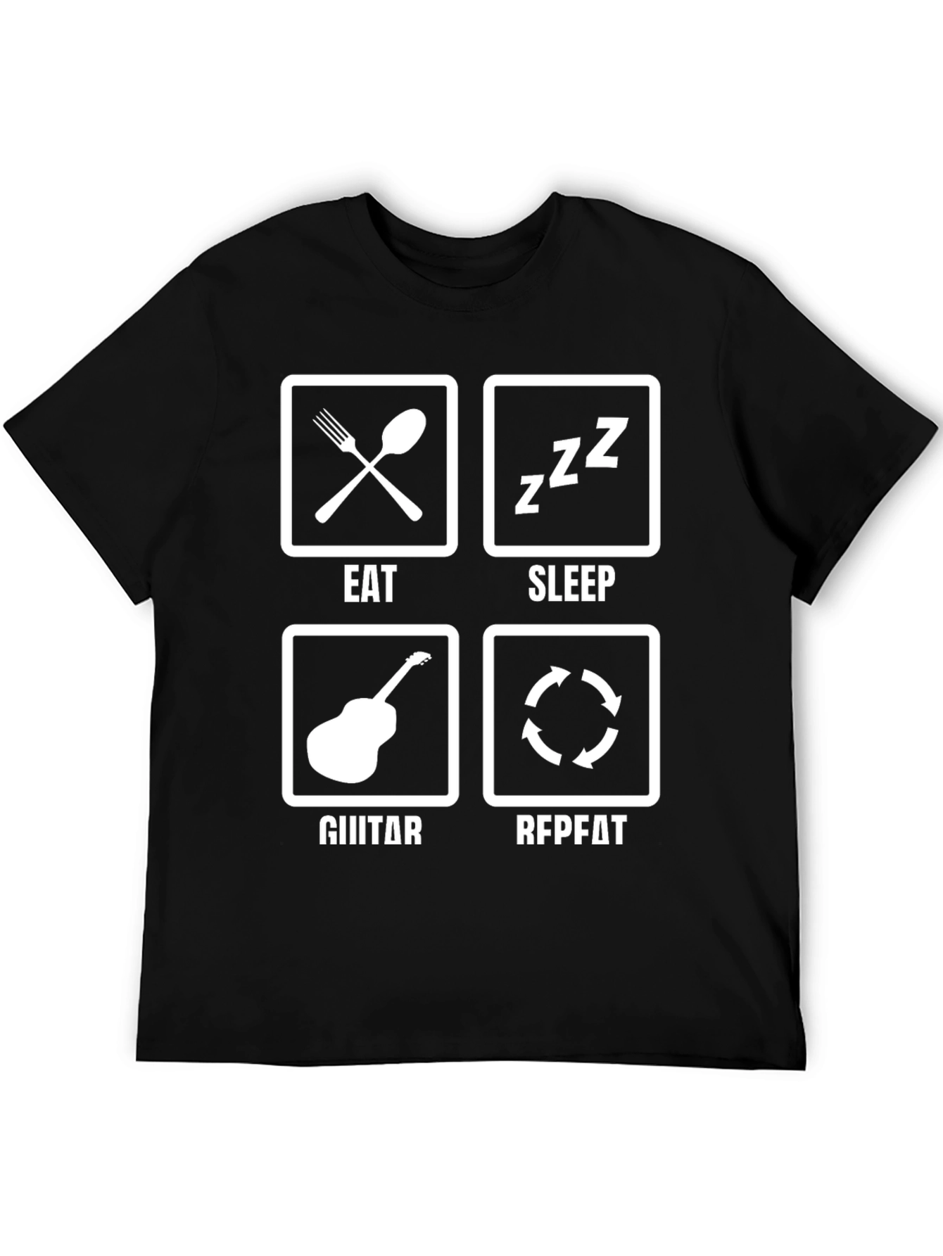 Black Eat Sleep Guitar Repeat T-Shirt view 5