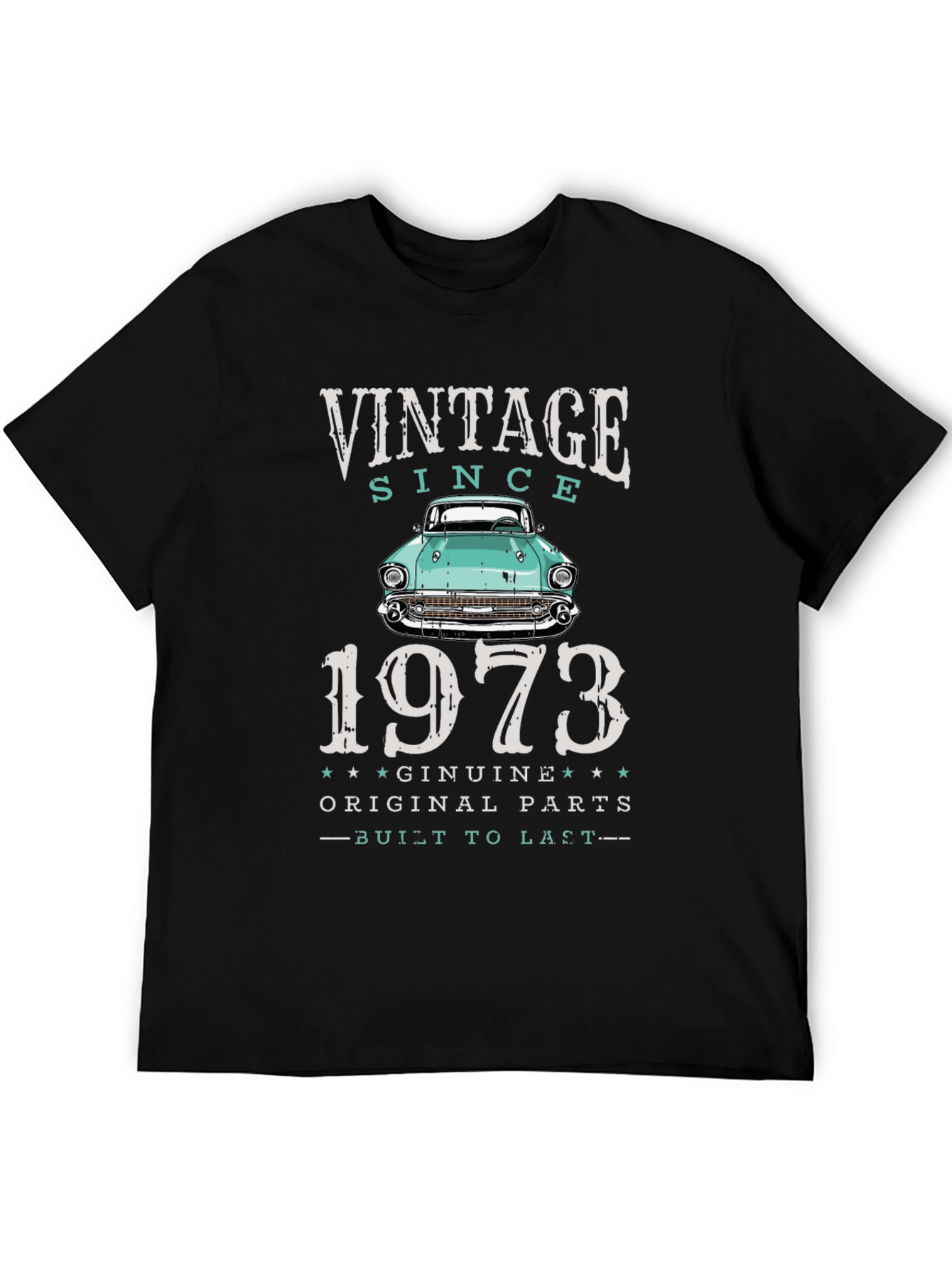 Black Vintage 1973 Car T-Shirt view 5