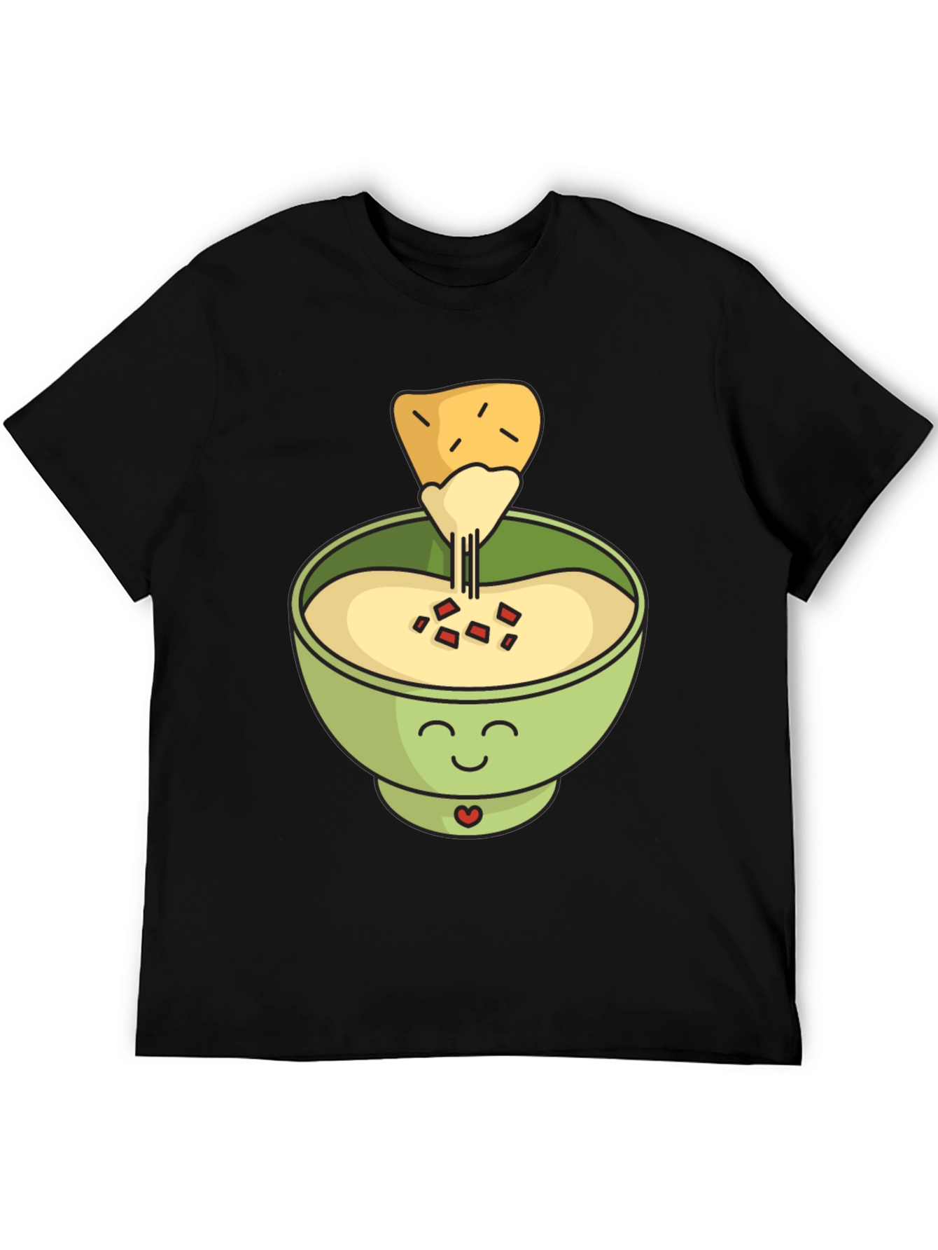 Black Cute Cartoon Queso Dip and Chip Graphic Tee view 5