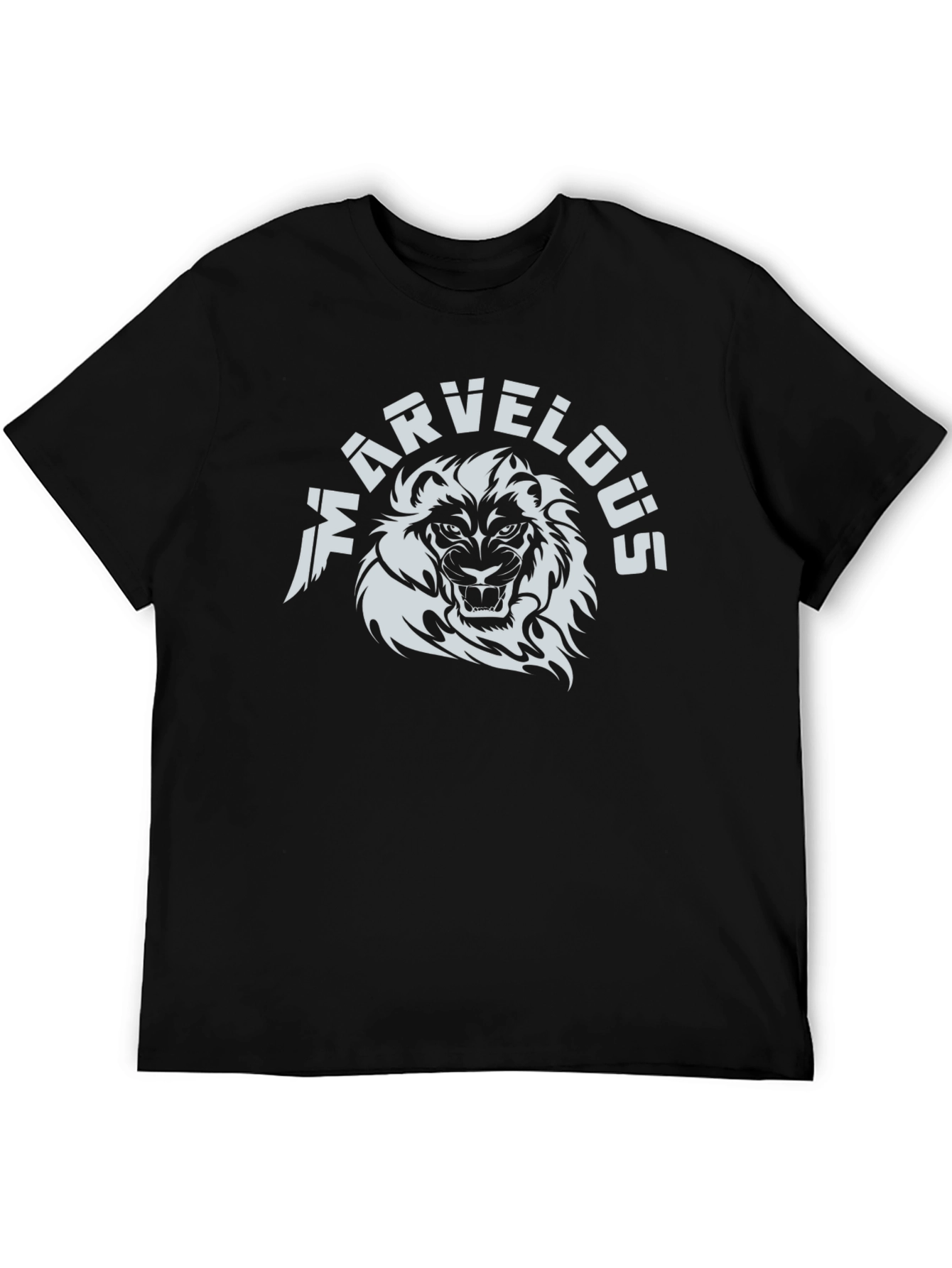 Black Marvelous Lion Graphic T-Shirt - Black view 5