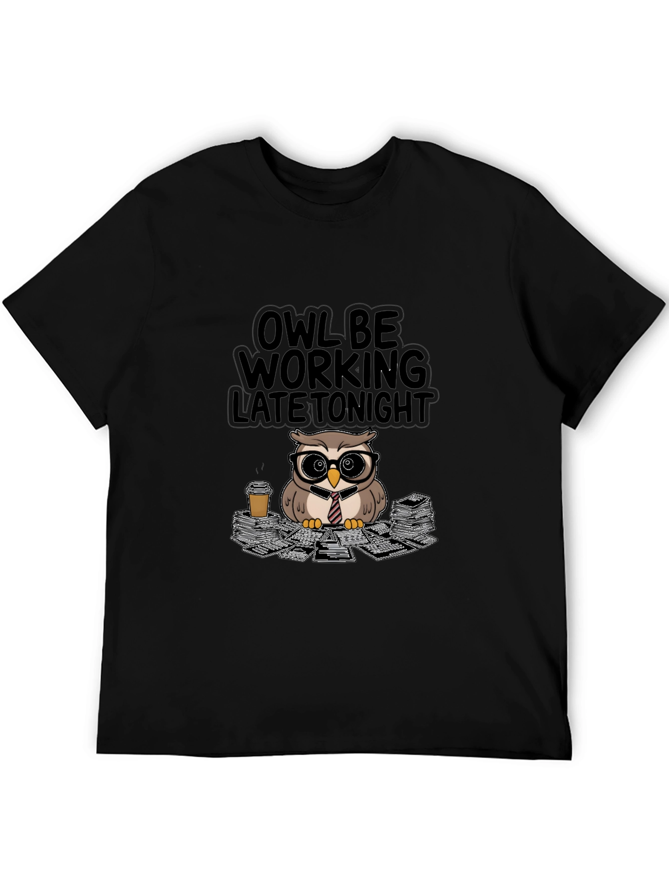 Black Owl Be Working Late Tonight T-Shirt view 5