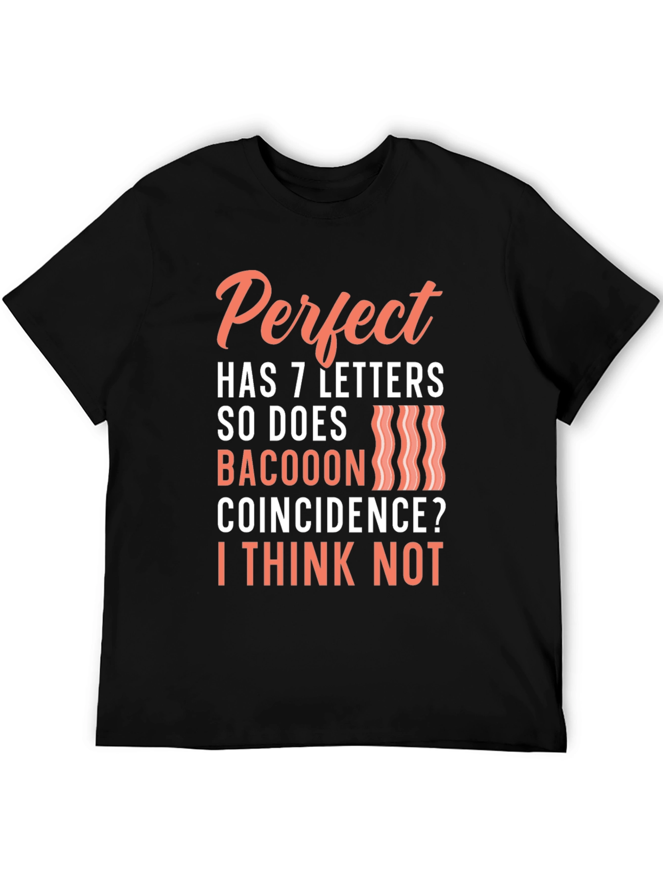 Black Perfect Bacoon Funny T-Shirt view 5