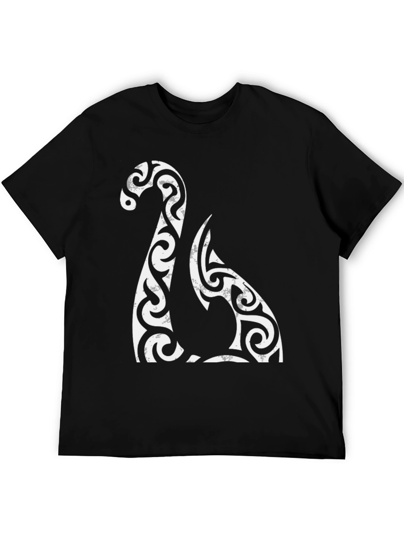 Black Tribal Dragon Graphic Tee - Black Cotton Blend T-Shirt view 5