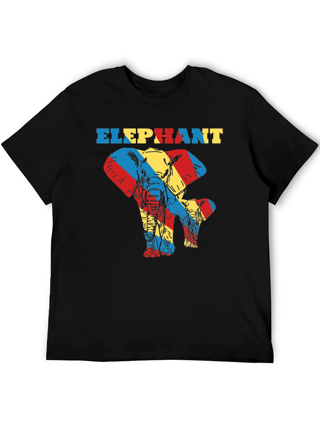 Black Elephant Graphic Print Black T-Shirt view 5