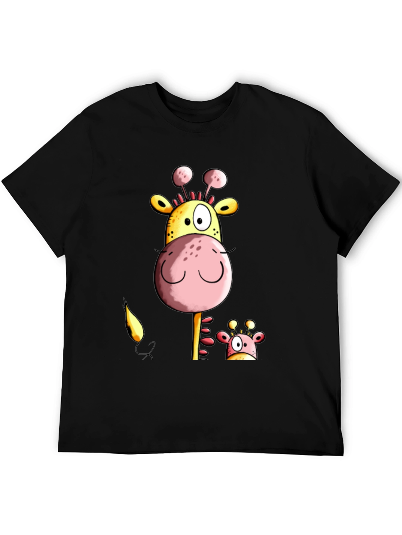 Black Funny Giraffe Graphic Tee - Black Casual T-Shirt view 5