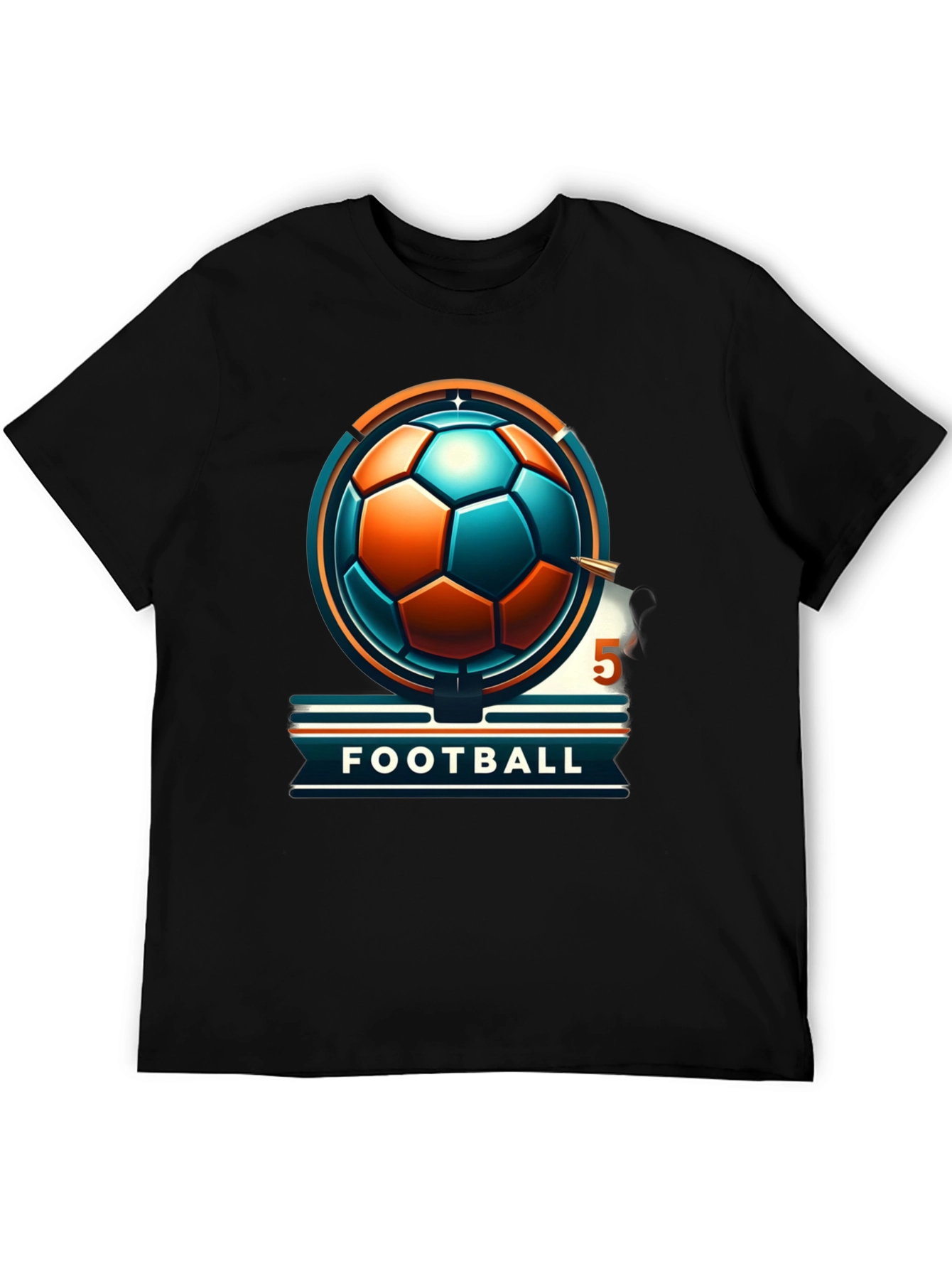 Black Football Graphic Tee - Stylish & Sporty Design view 5