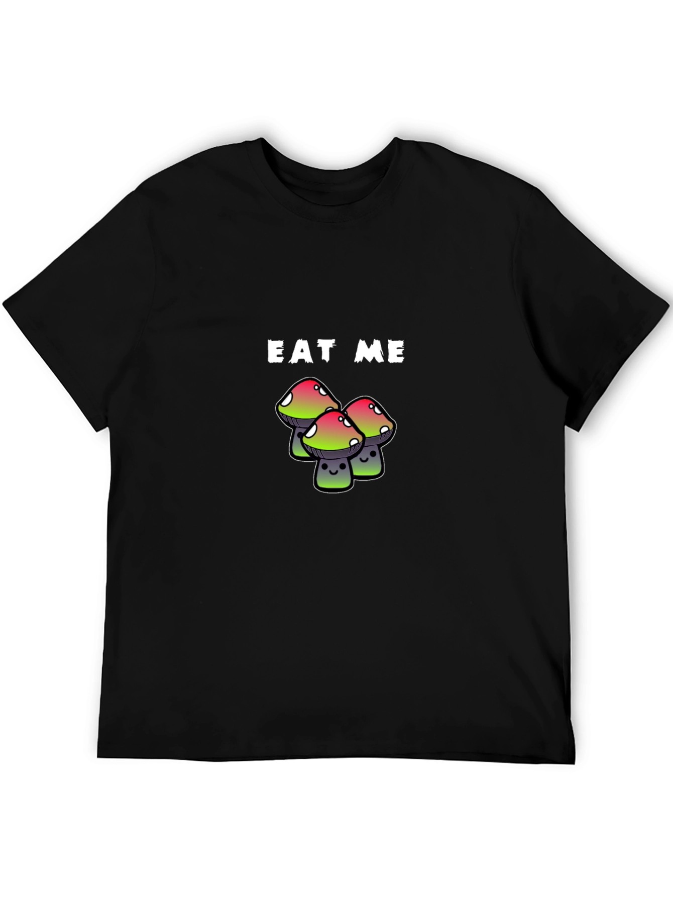 Black Eat Me Mushrooms Graphic Tee - Funny Novelty Shirt view 5