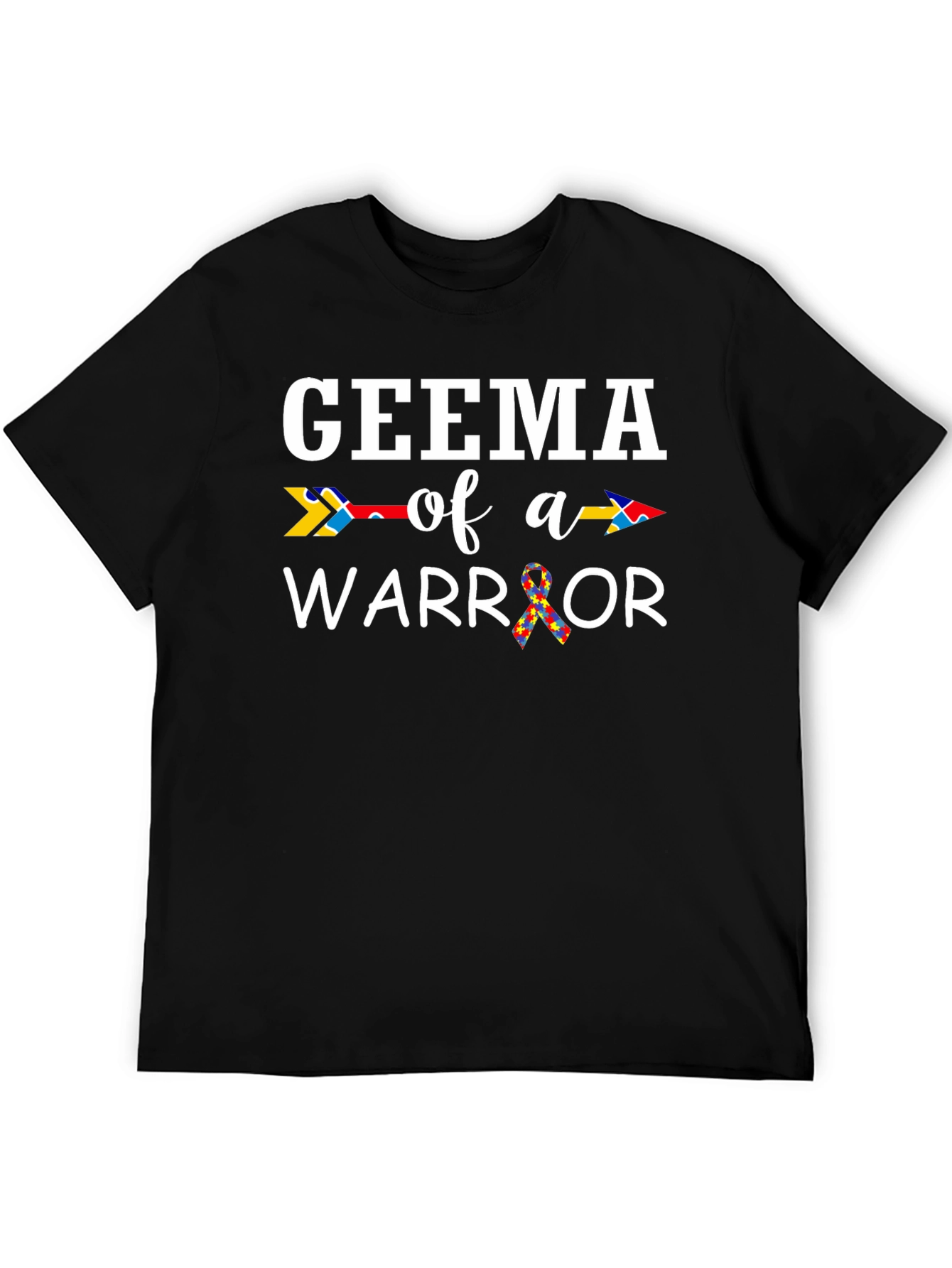 Black Geema of a Warrior Autism Awareness T-Shirt view 5