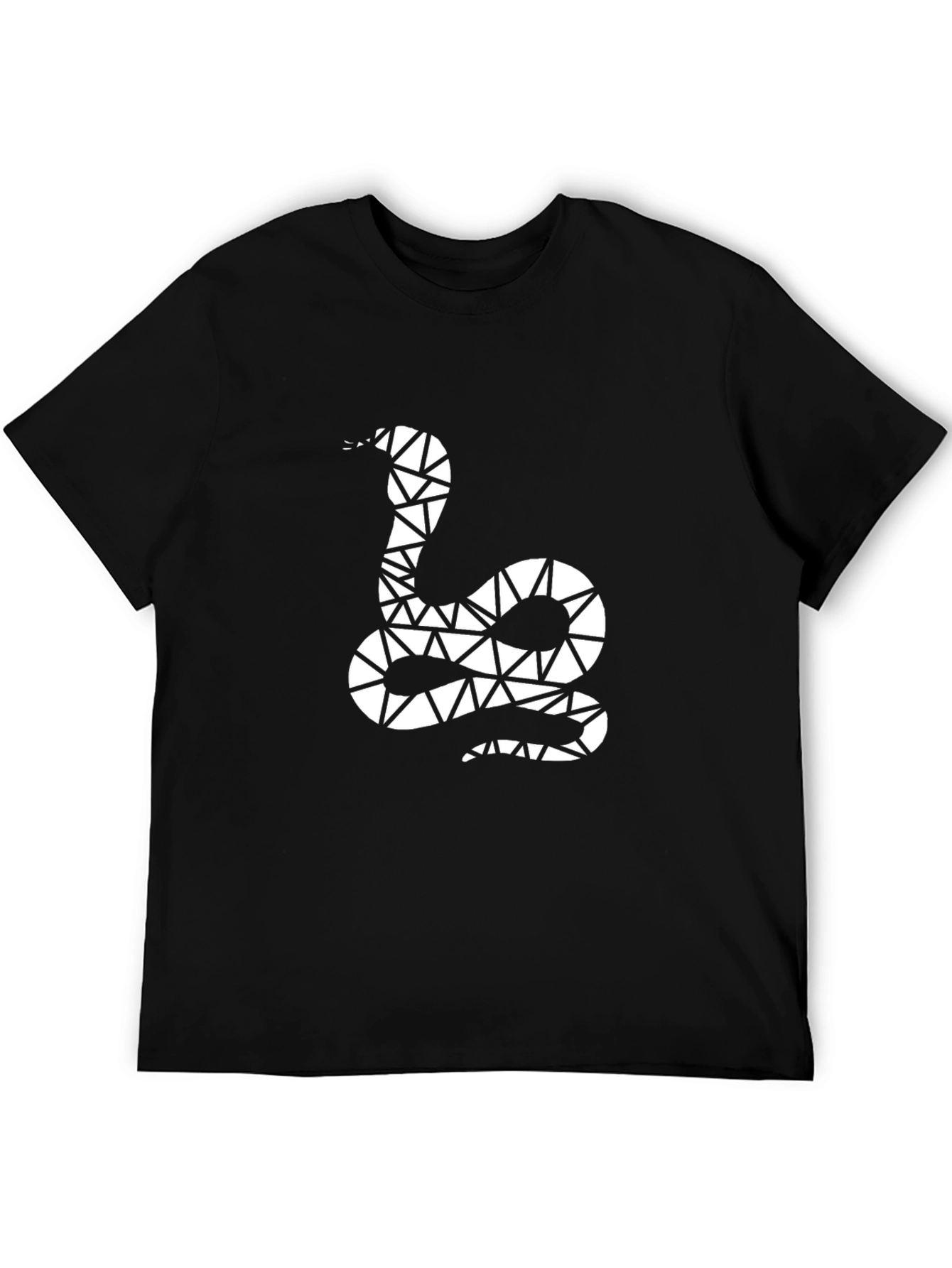 Black Geometric Snake Graphic Tee - Men's Black T-Shirt view 5