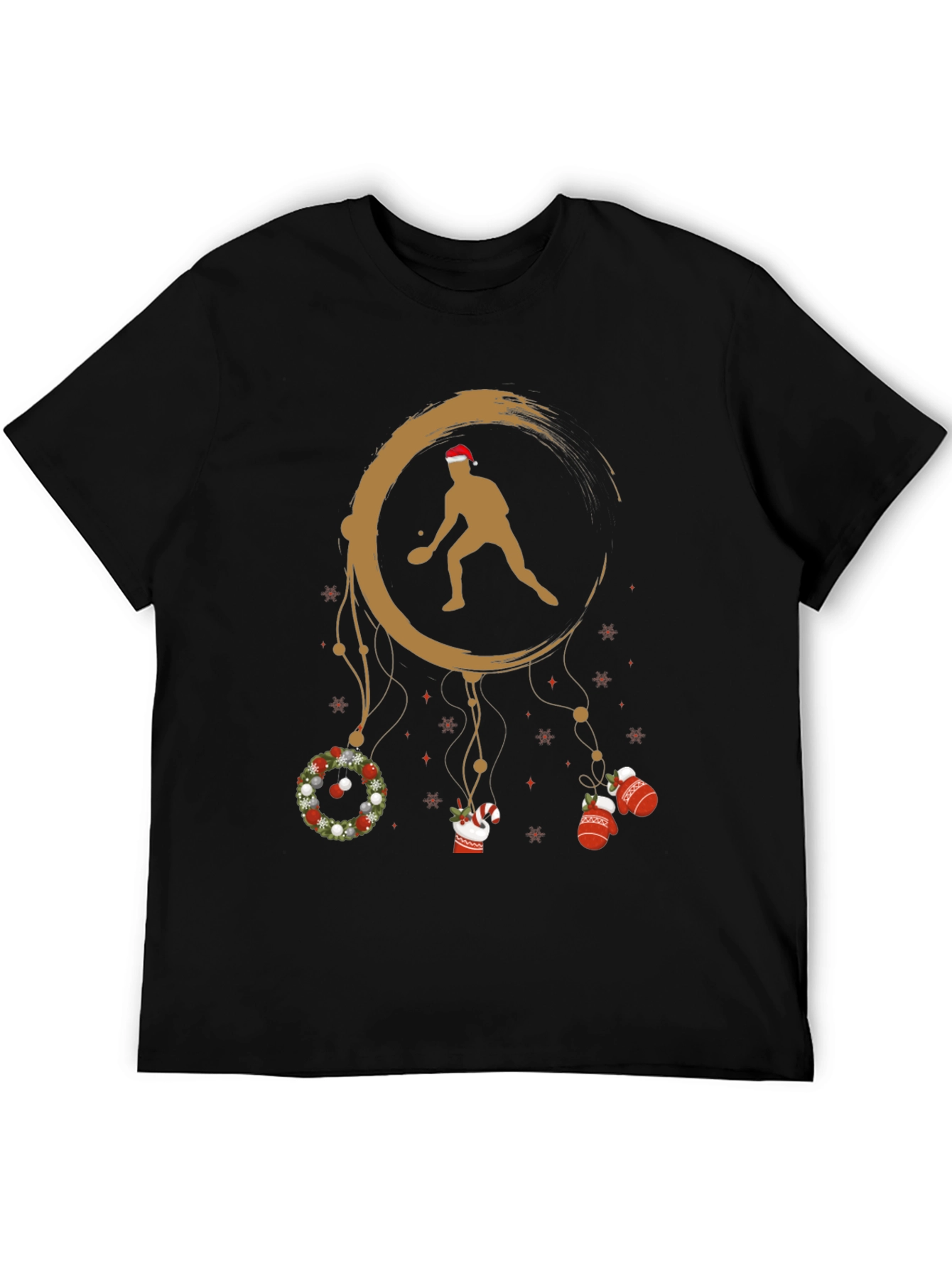 Black Holiday Table Tennis Dreamcatcher Graphic Tee view 5