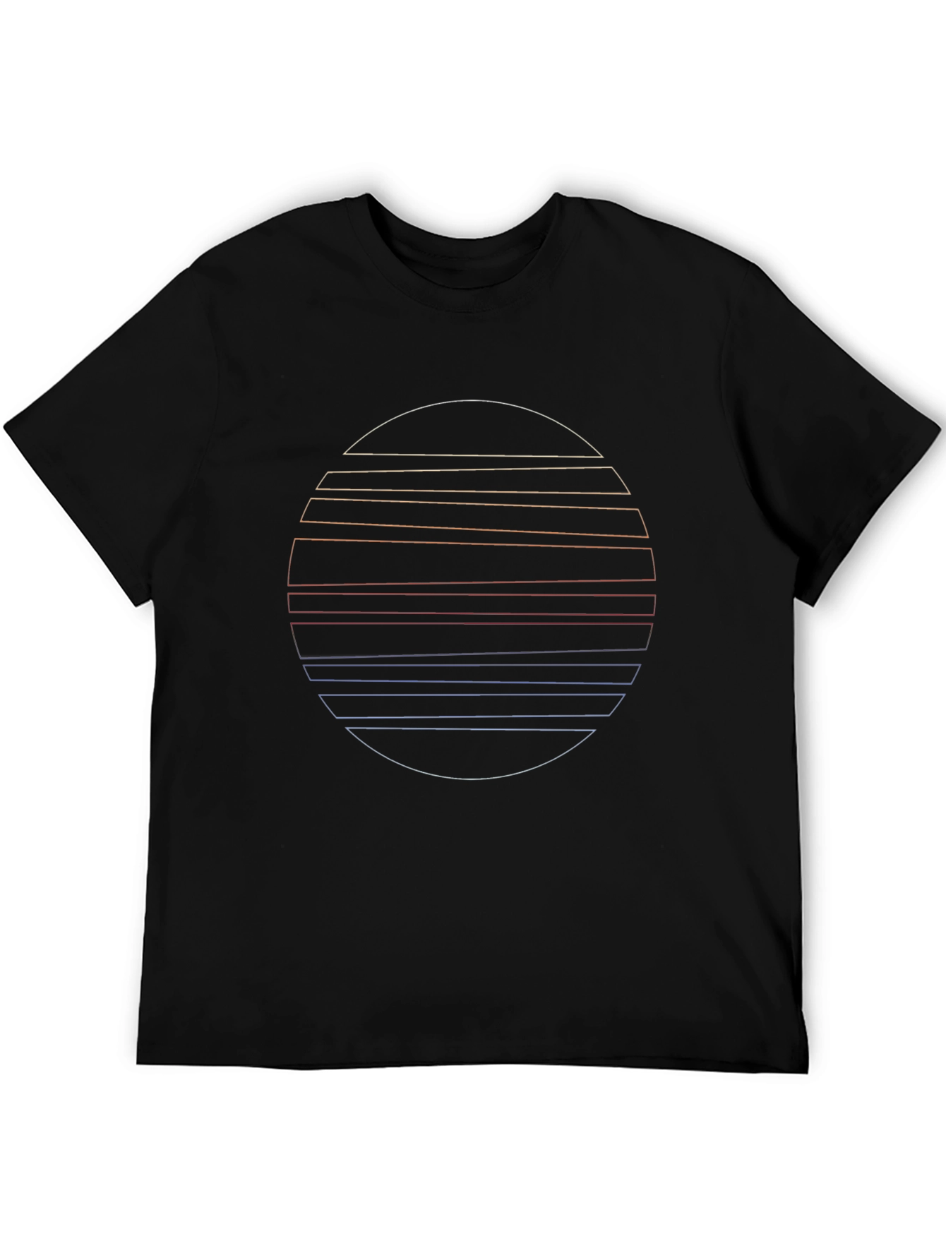 Black Retro Sunset Line Art Graphic T-Shirt view 5