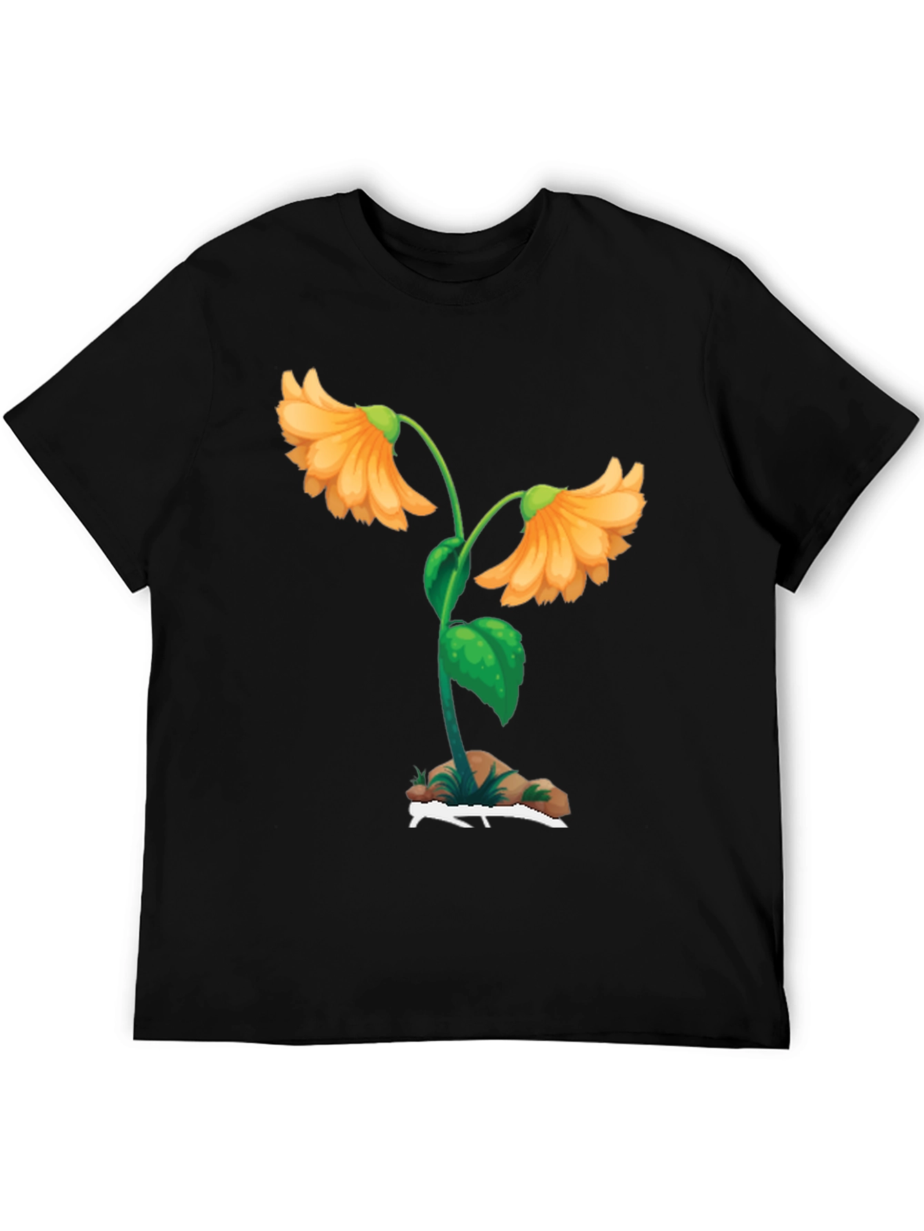 Black Floral Graphic Print T-Shirt - Black view 5