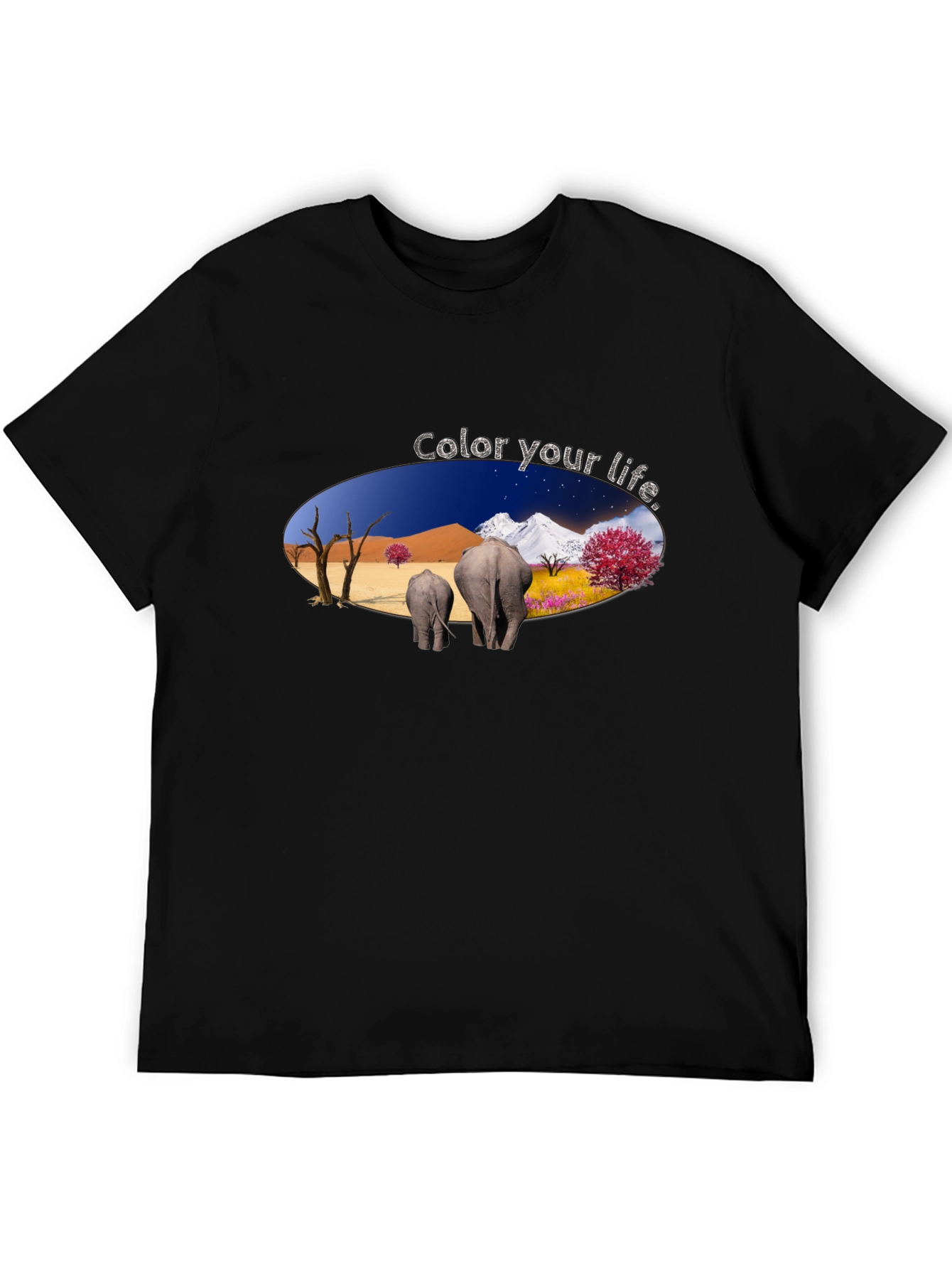 Black Color Your Life Elephant Graphic T-Shirt view 5