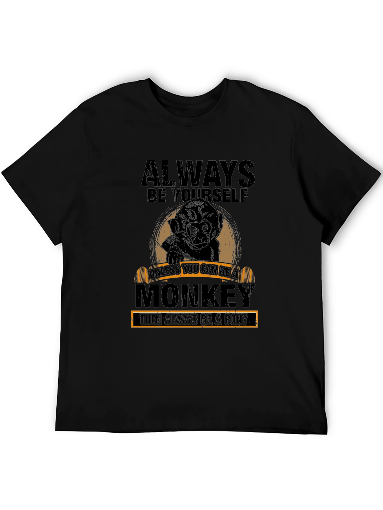 Black Always Be Yourself Monkey Graphic T-Shirt view 5