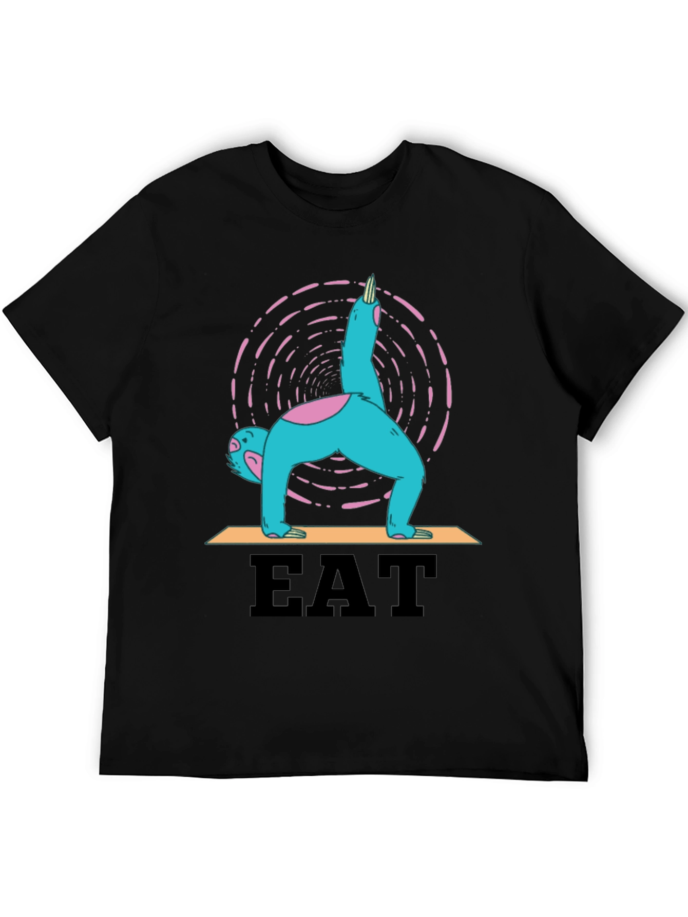 Black Yoga Sloth Eat T-Shirt - Relaxed Fit Tee view 5
