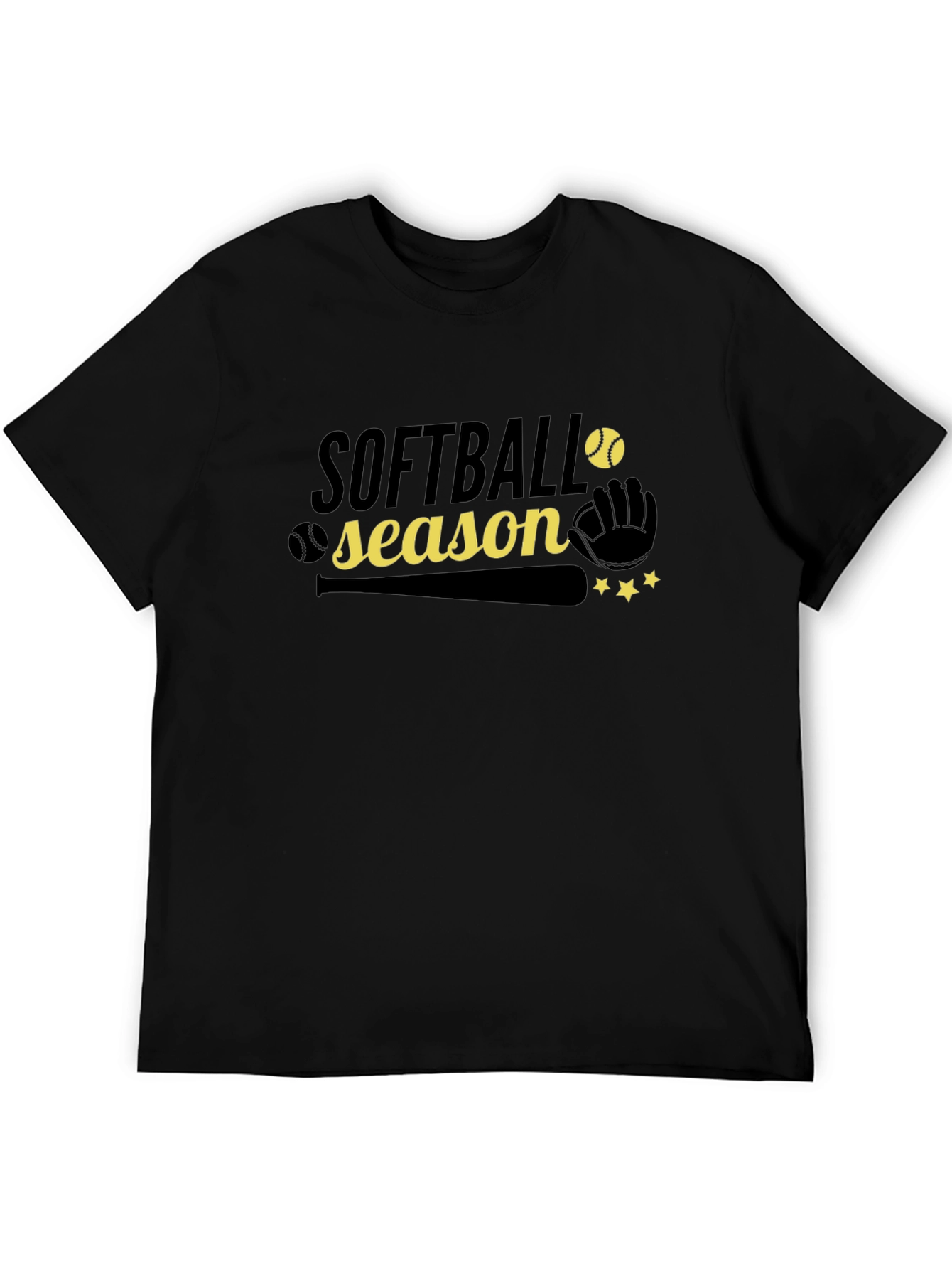 Black Softball Season Graphic Tee - Black view 5