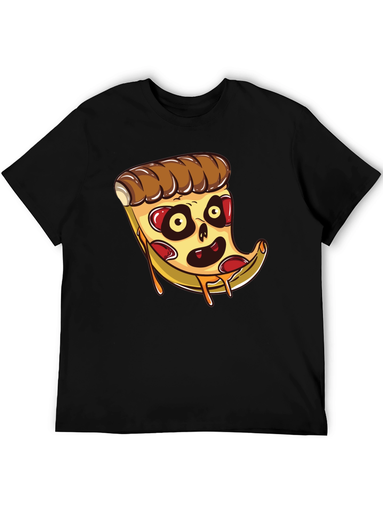 Black Zombie Pizza Slice Graphic Tee - Black Cotton T-Shirt view 5