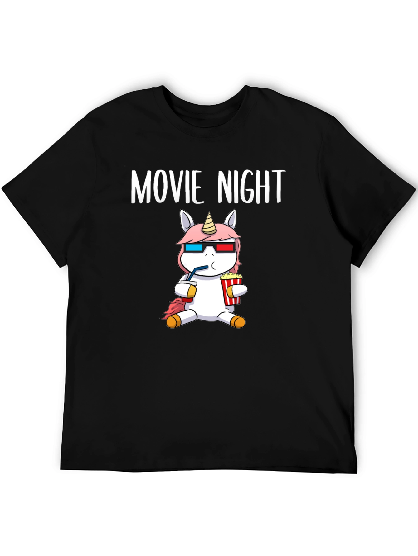 Black Movie Night Unicorn T-Shirt view 5