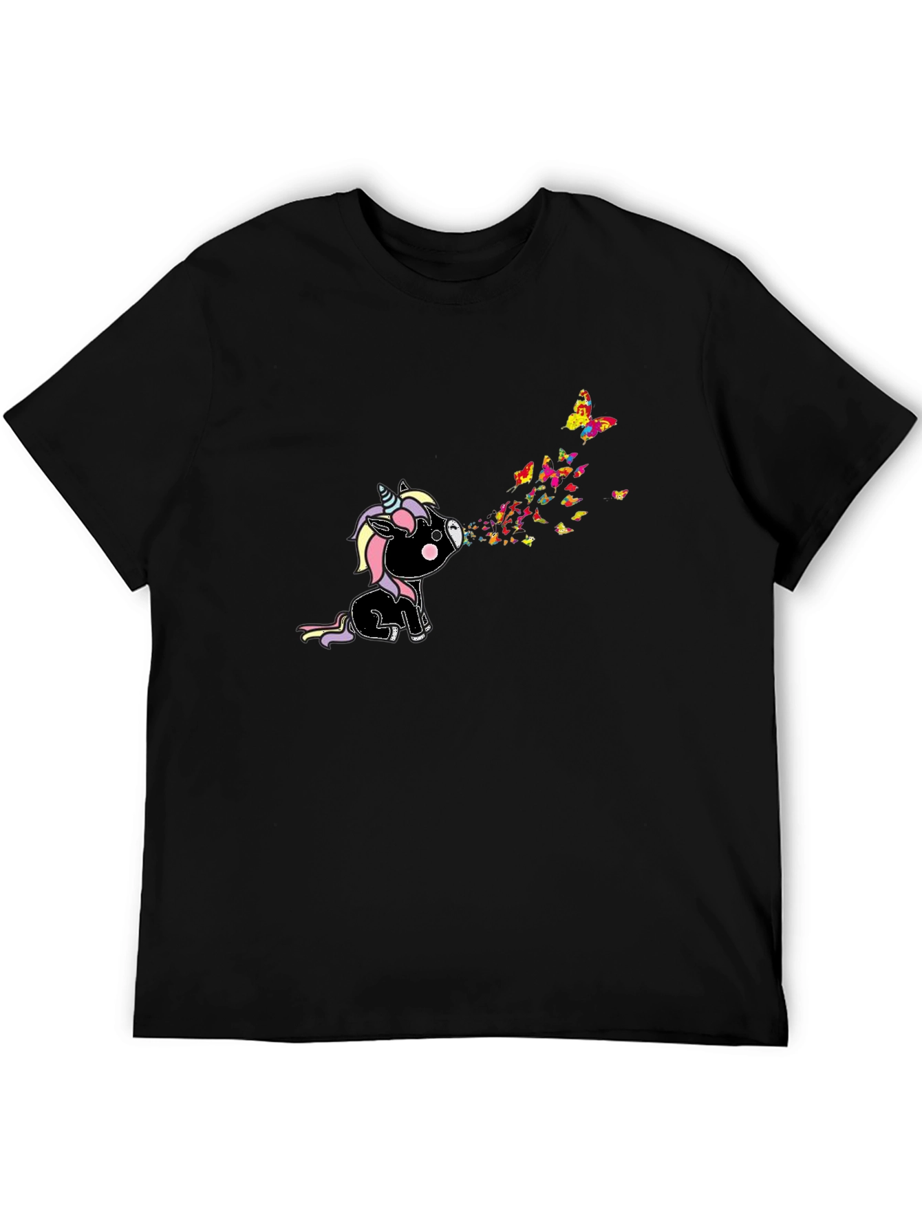 Black Unicorn Butterfly T-Shirt - Black Graphic Tee view 5