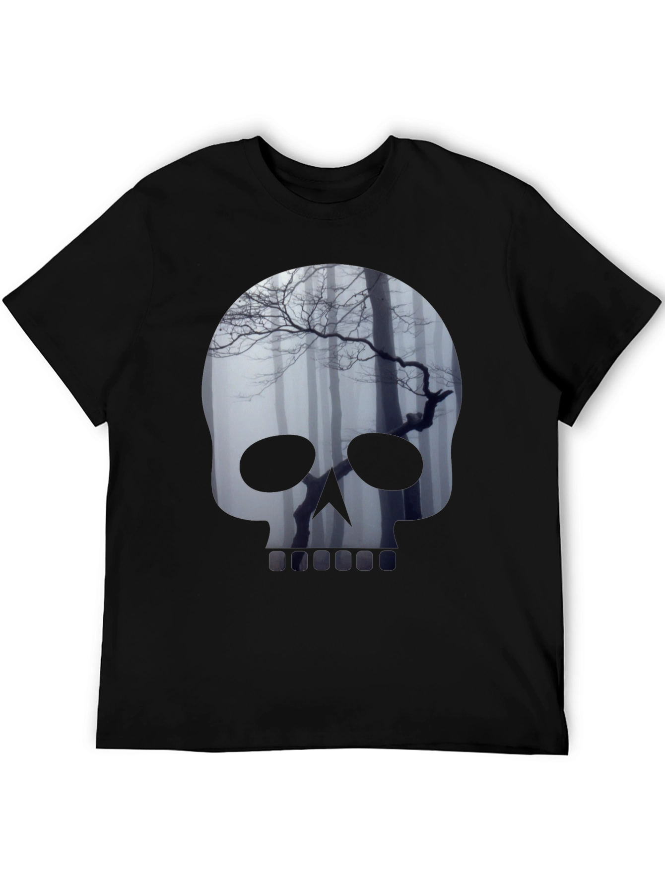 Black Skull Forest Graphic Tee - Men's Black T-Shirt view 5