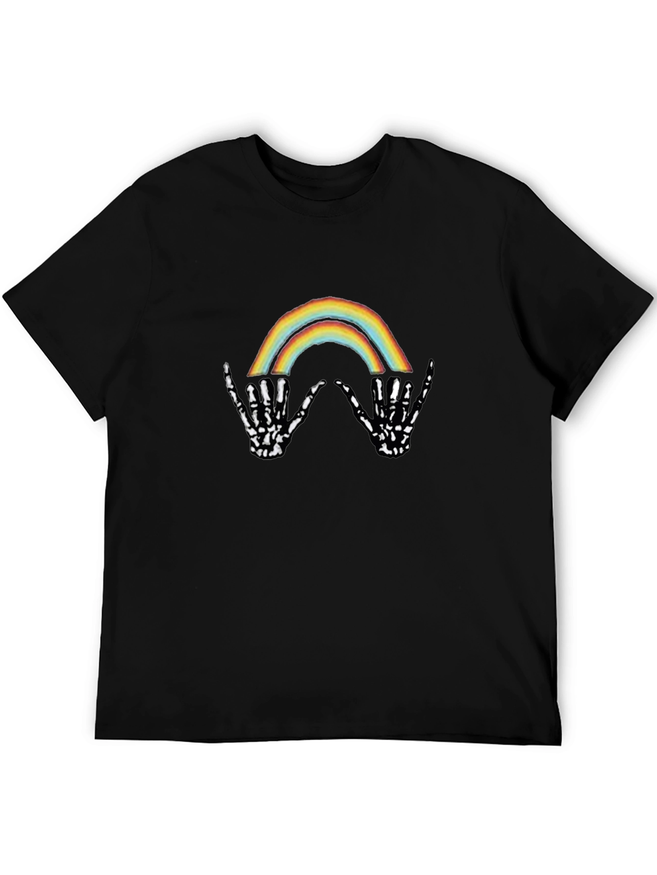Black Rainbow Skeleton Hand Graphic Tee - Black view 5