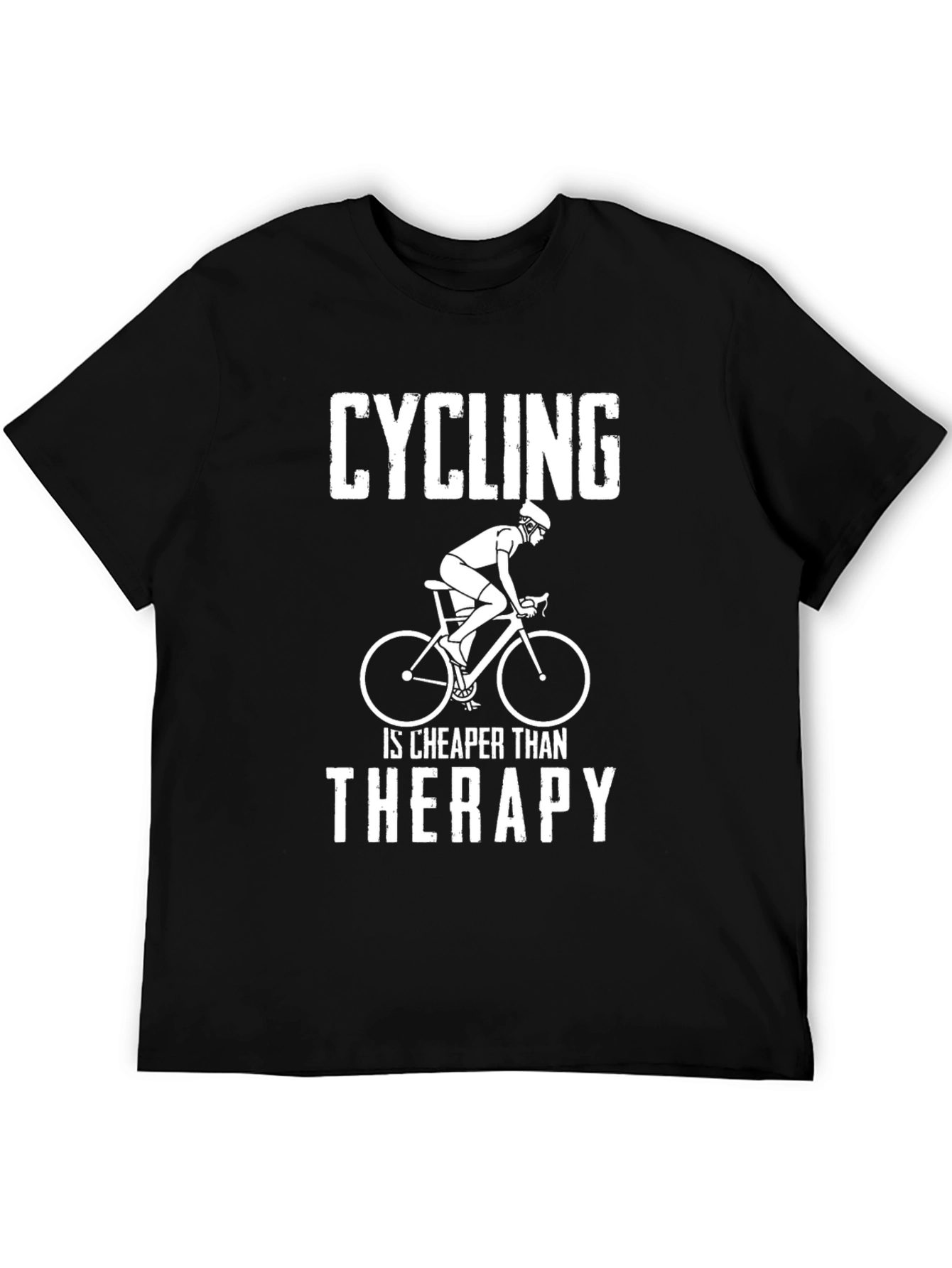 Black Cycling Cheaper Than Therapy T-Shirt view 5