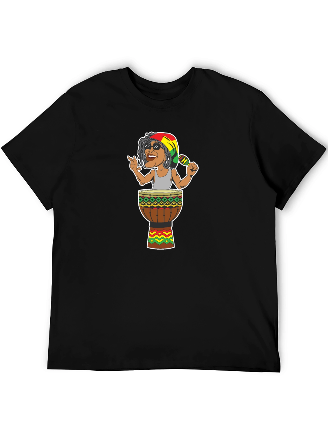 Black Reggae Drummer Graphic Tee - Music Inspired T-Shirt view 5