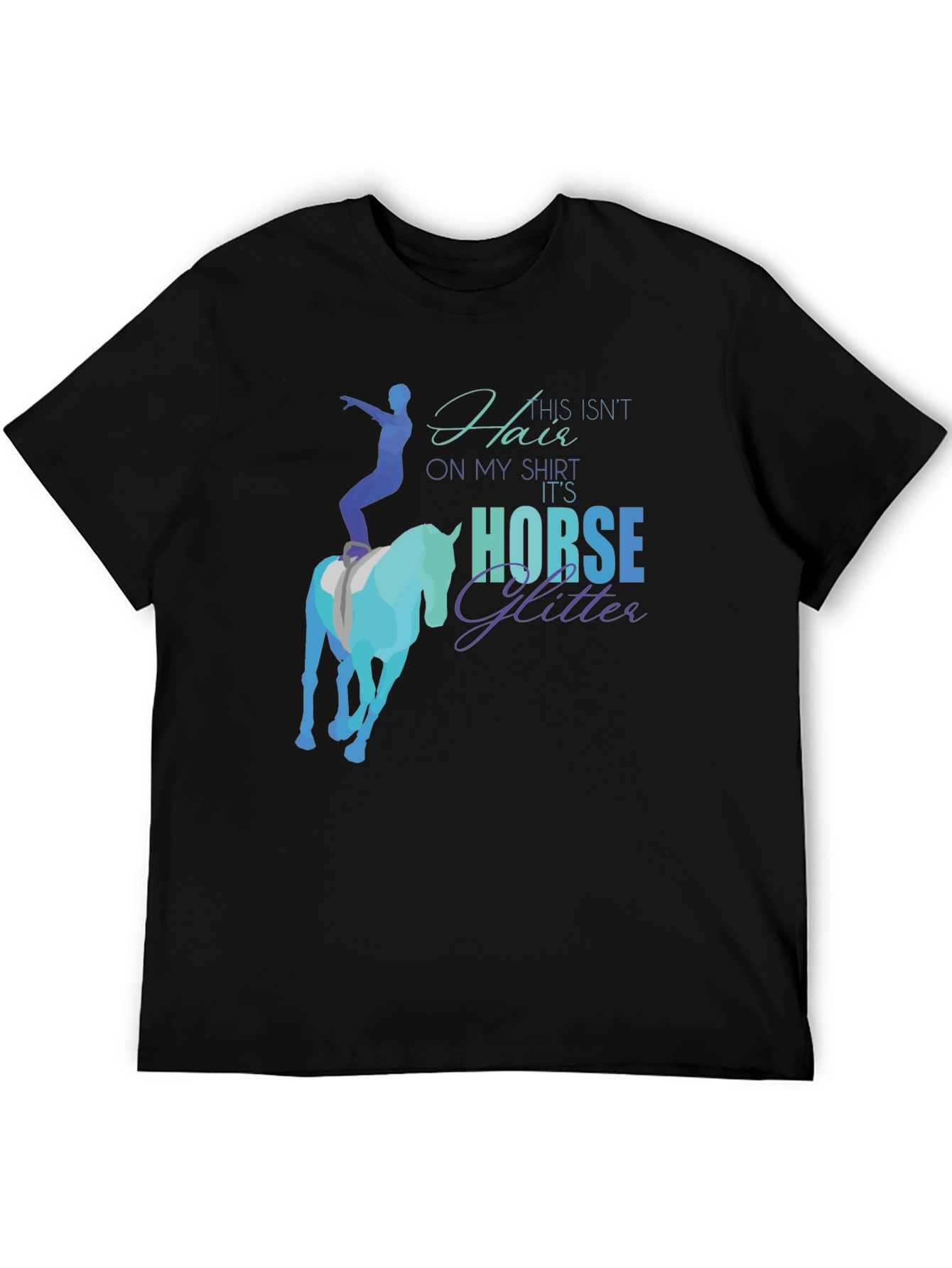 Black Horse Glitter Graphic T-Shirt - Equestrian Humor Tee view 5