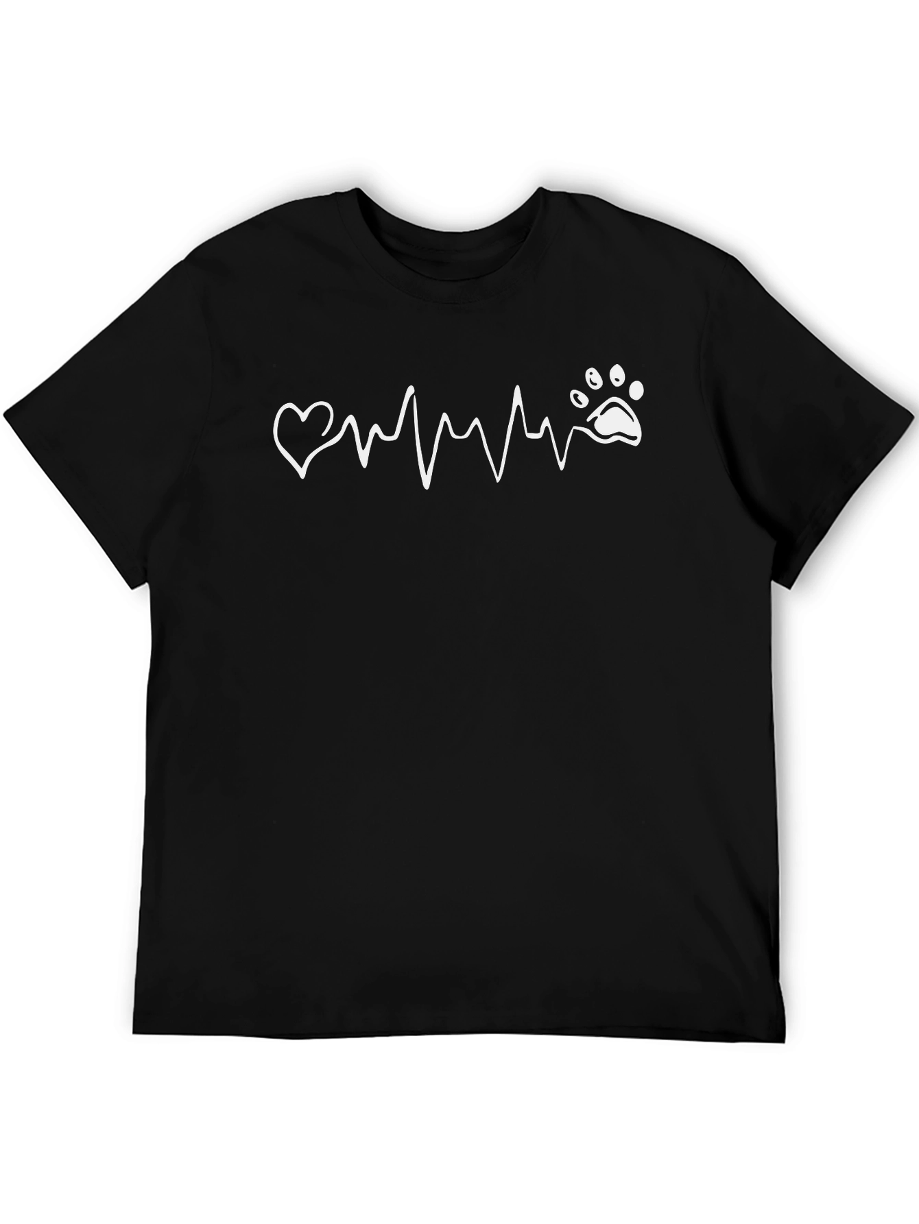 Black Heartbeat Paw Print T-Shirt - Love Your Pet! view 5