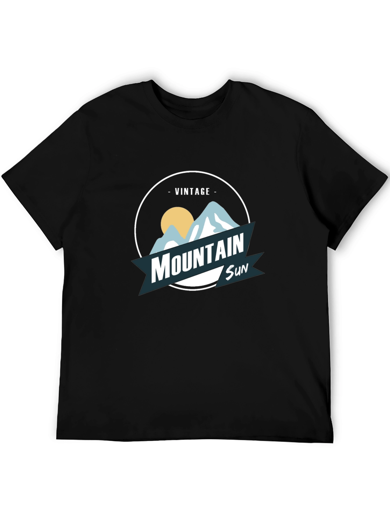 Black Vintage Mountain Sun Graphic Tee - Black view 5