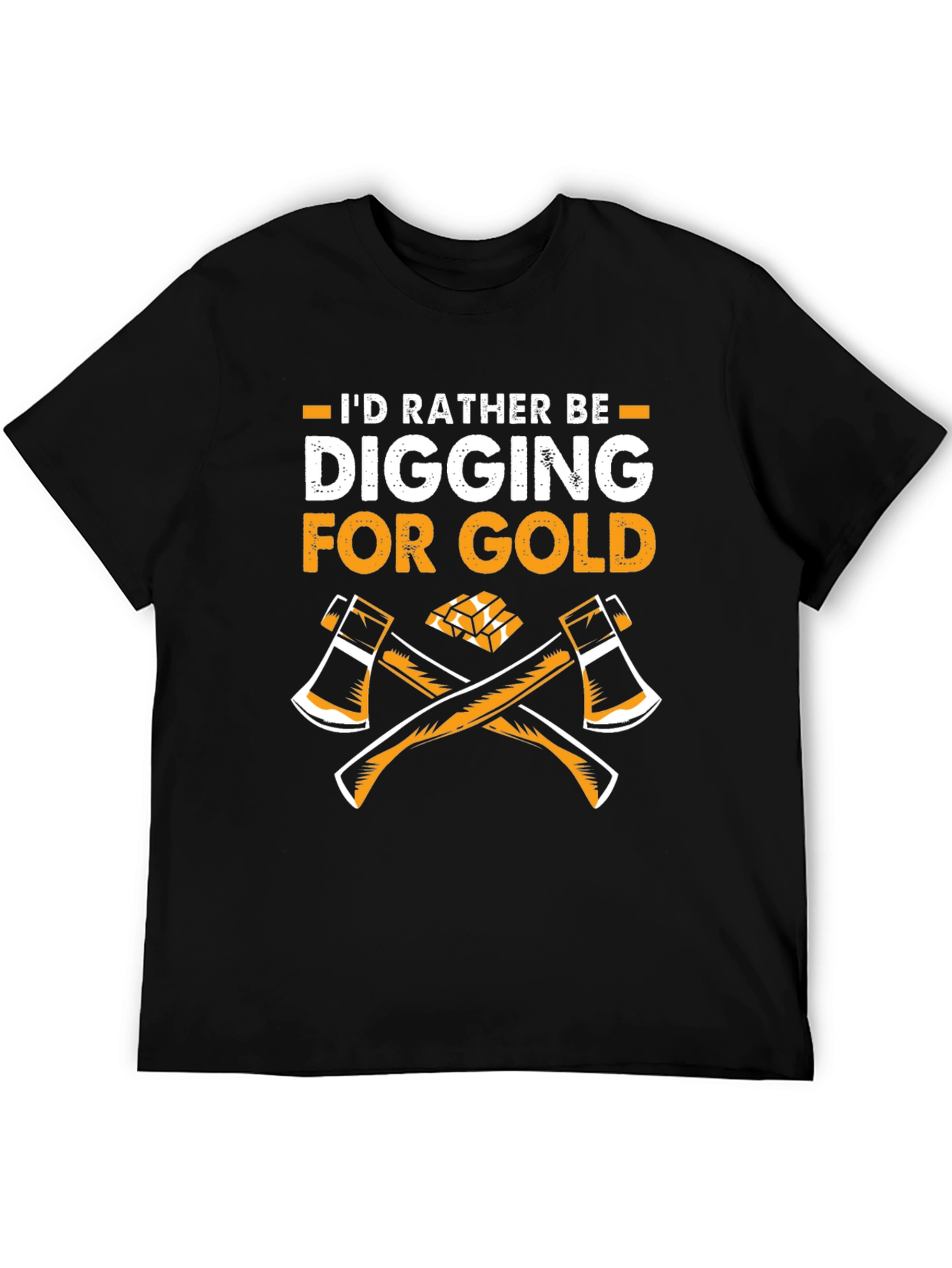 Black Digging for Gold T-Shirt: Axe & Gold Miner Tee view 5