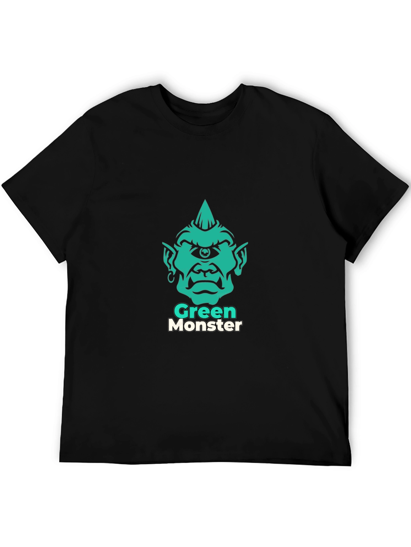 Black Green Monster Graphic Tee - Stylish Men's Black T-Shirt view 5