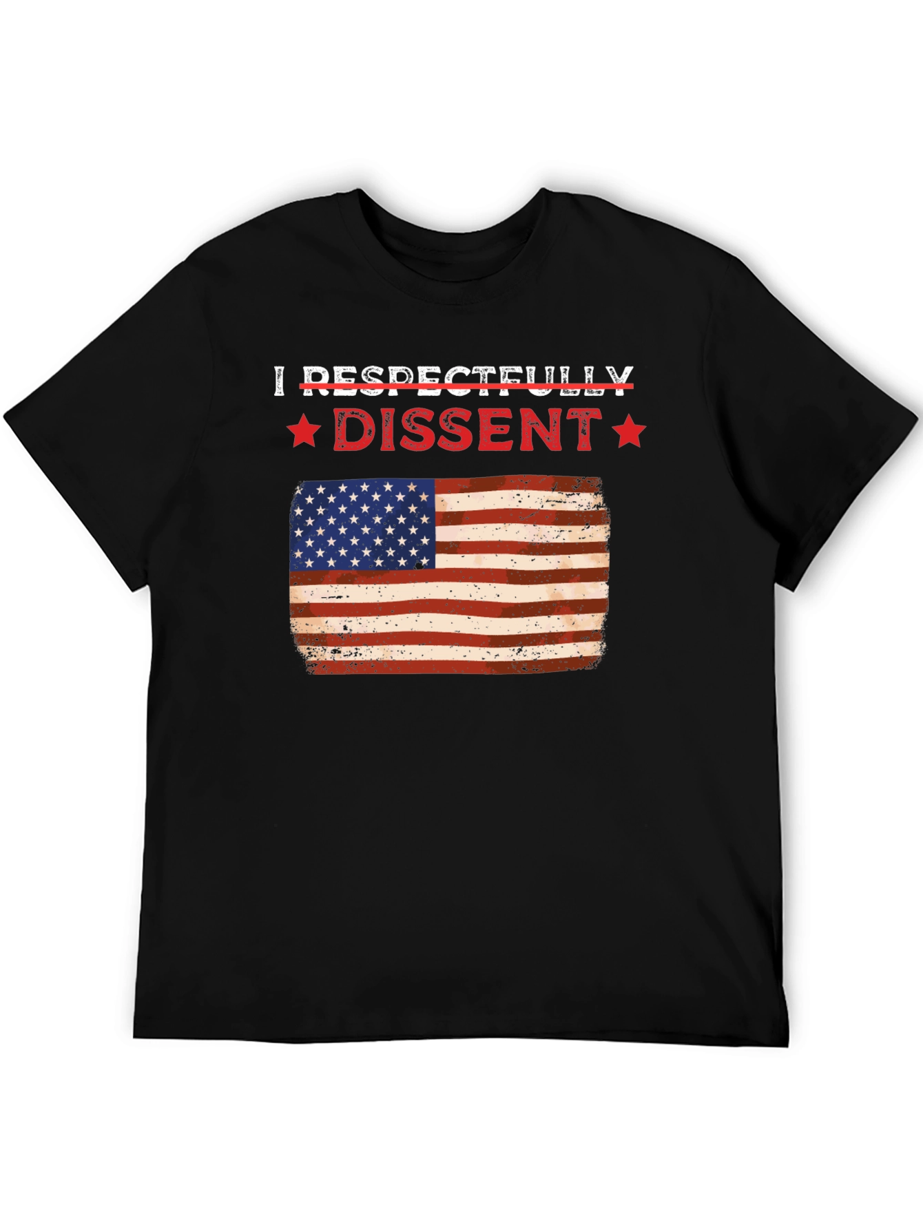 Black Respectfully Dissent USA Flag Graphic Tee view 5