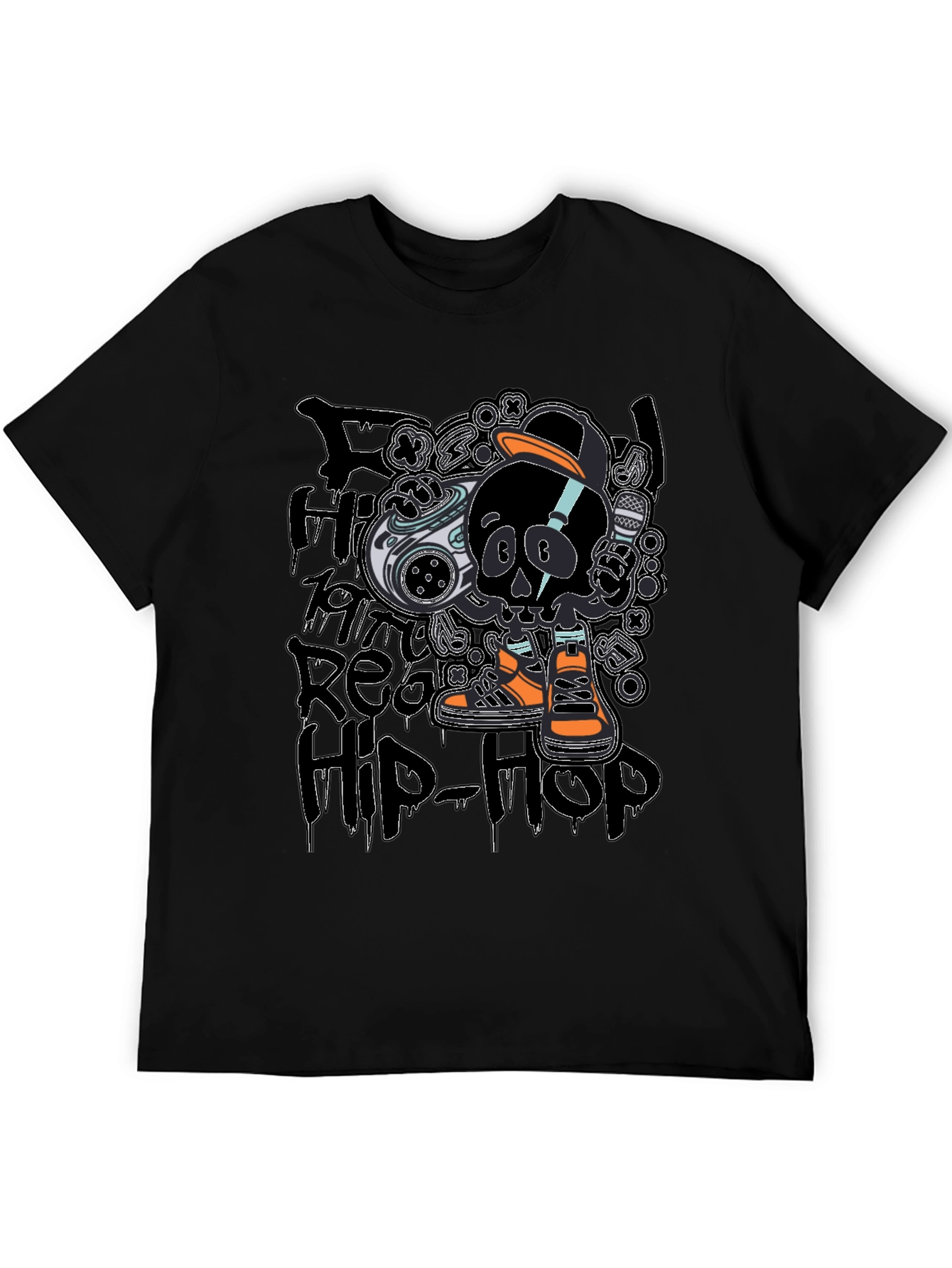 Black Hip-Hop Skull T-Shirt - Black view 5