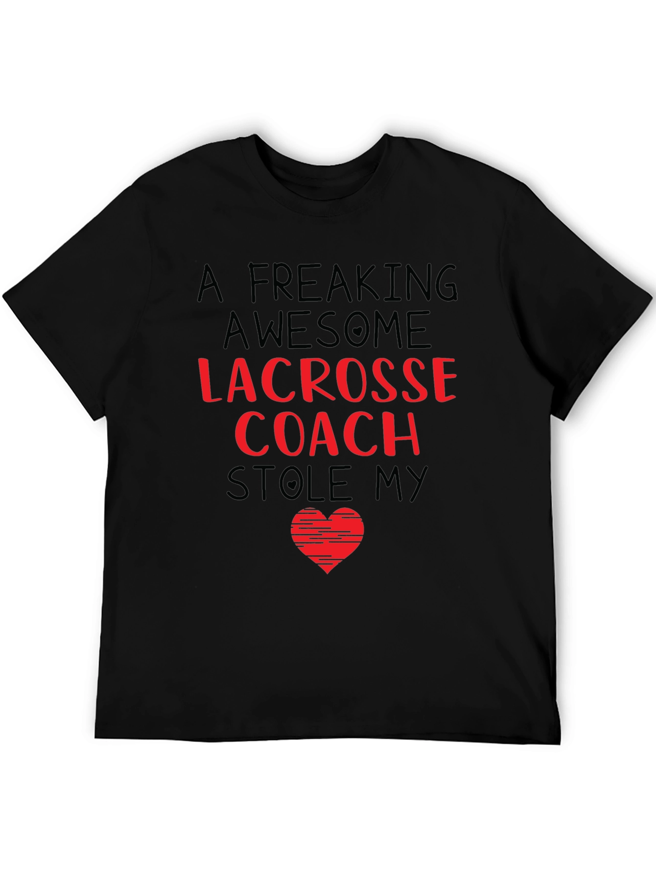 Black Awesome Lacrosse Coach Stole My Heart T-Shirt view 5