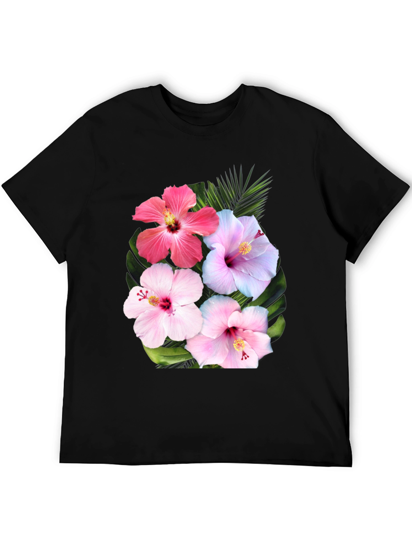 Black Floral Hibiscus Graphic T-Shirt view 5