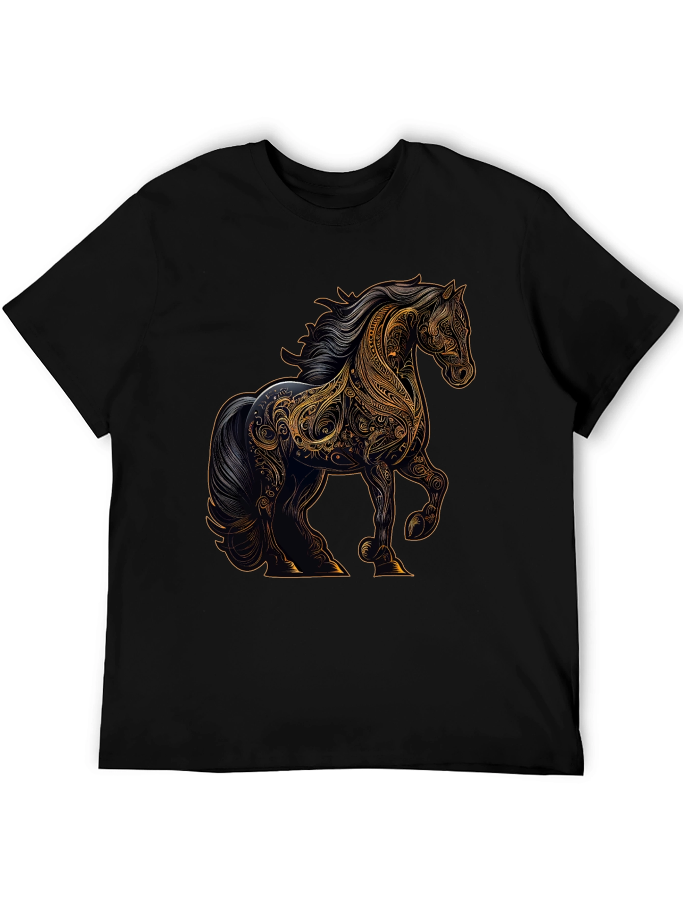 Black Majestic Horse Graphic Tee - Black view 5