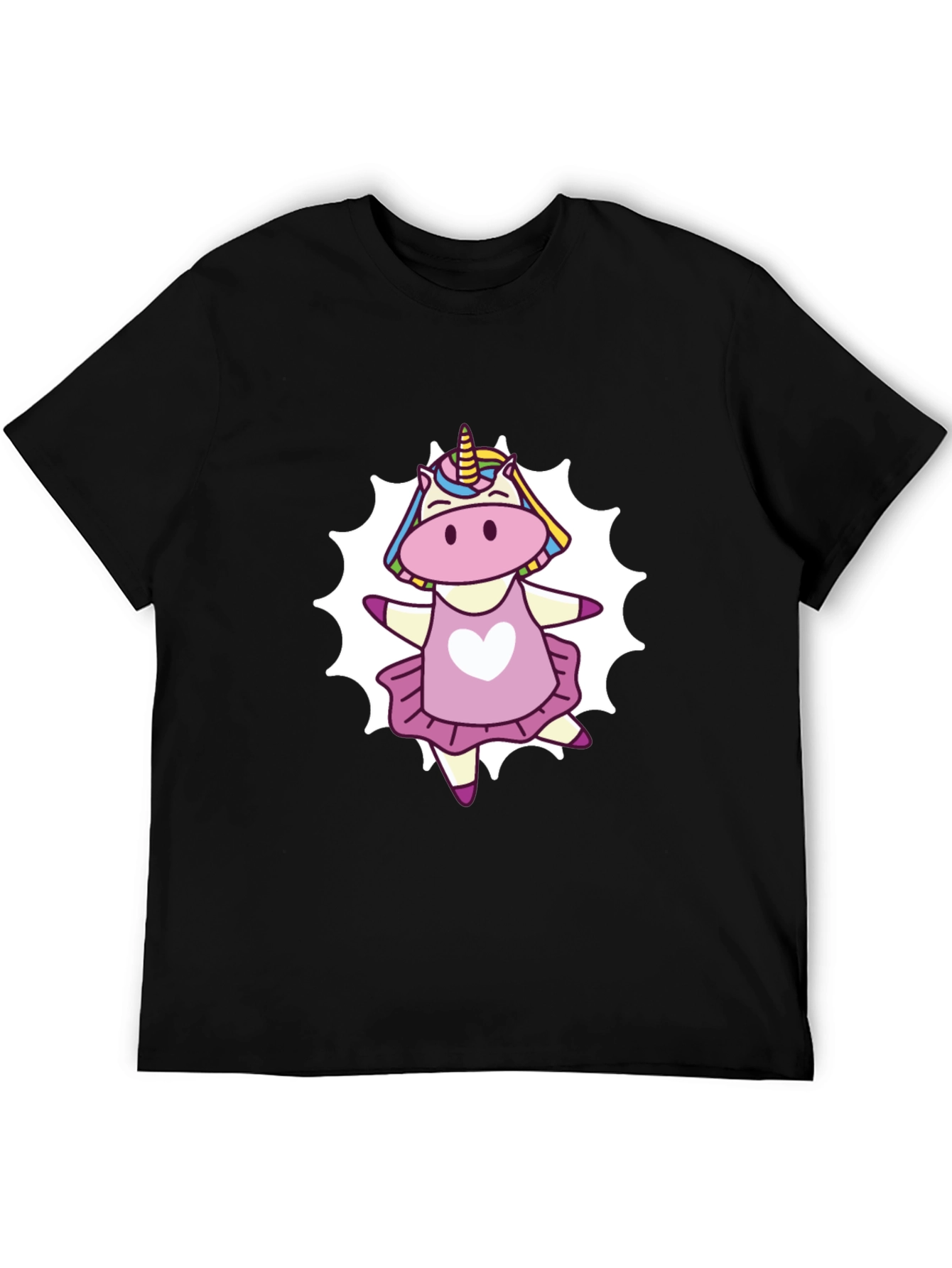 Black Unicorn Dancer Graphic T-Shirt - Cute Cartoon Tee view 5