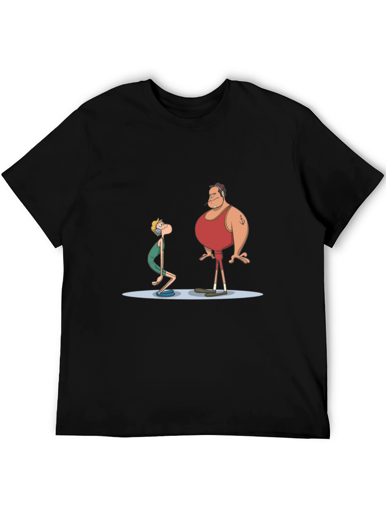 Black Cartoon Lifeguard Graphic Black T-Shirt view 5